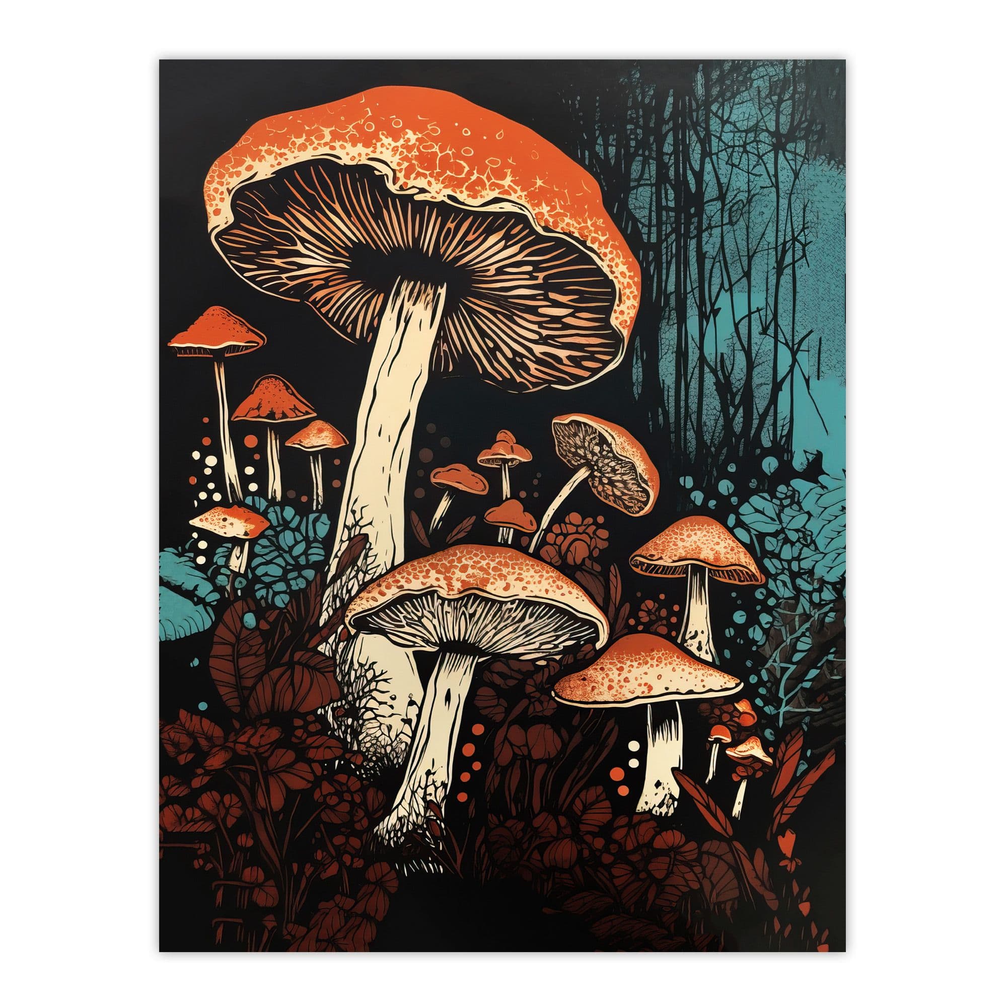 Vintage Fungi Aesthetic Mushroom Earthy Modern Painting Extra Large XL Wall Art Poster Print