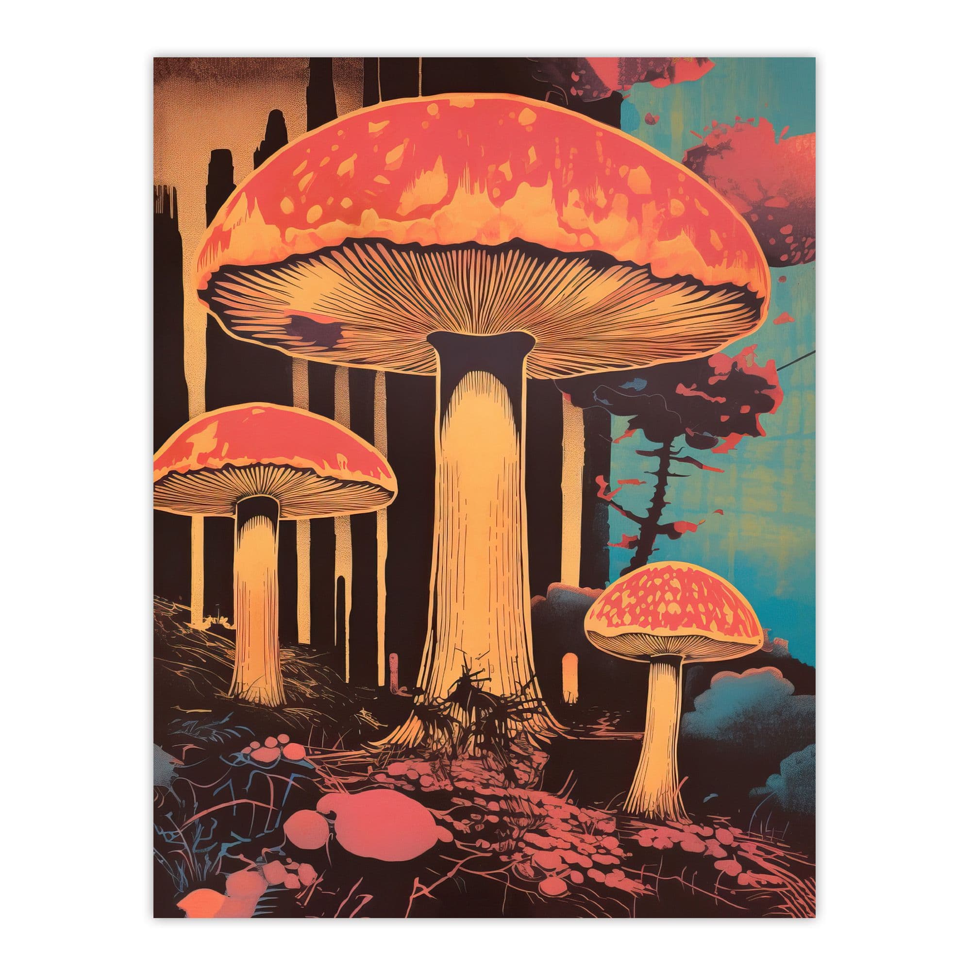 Vintage Mushroom Aesthetic Earthy Forest Screenprint Cep Kitchen Large Wall Art Poster Print Thick Paper 18X24 Inch