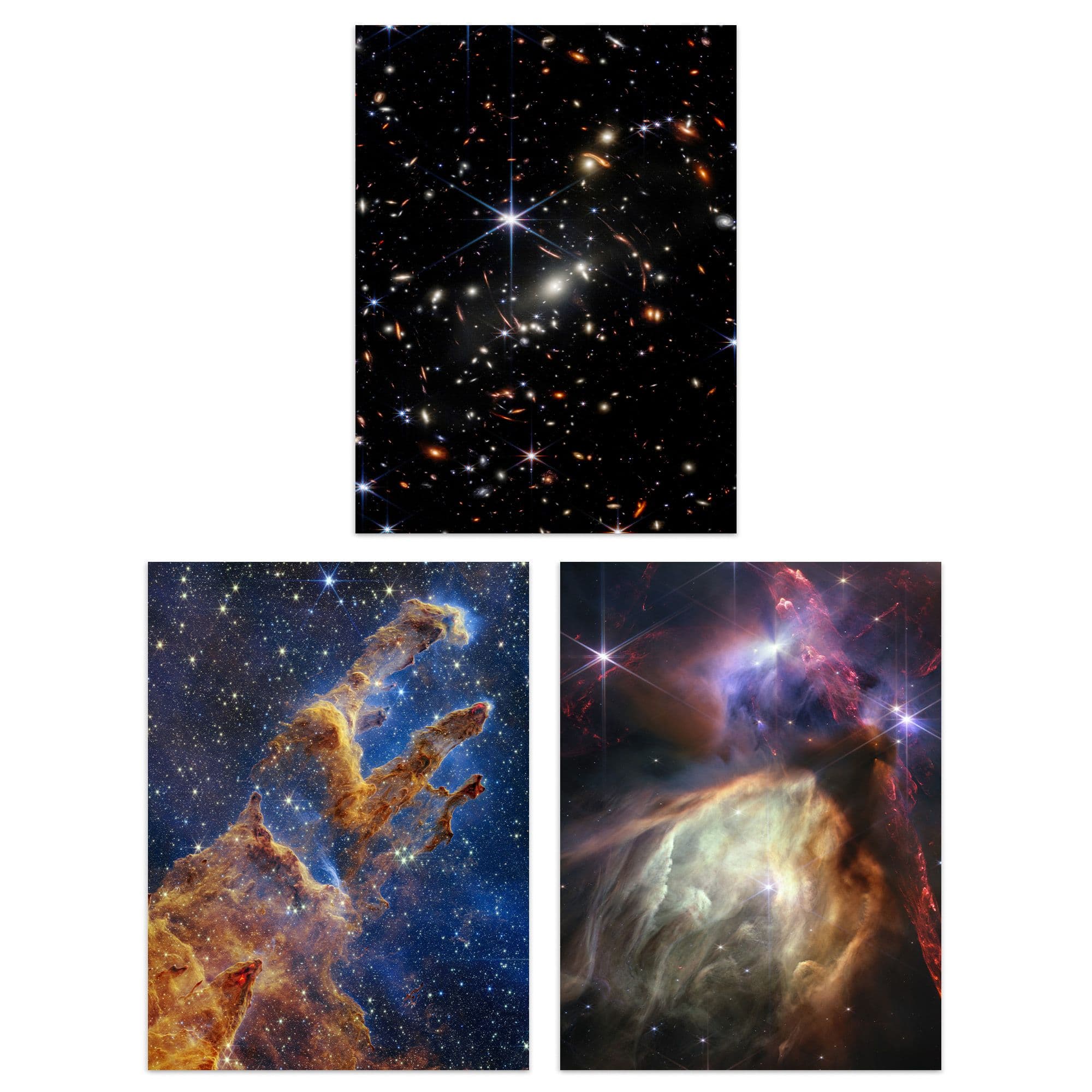 Wall Art Print Pack 3 NASA James Webb Images Deep Field Stars Rho Ophiuchi Clouds Pillars Creation Large Poster Set