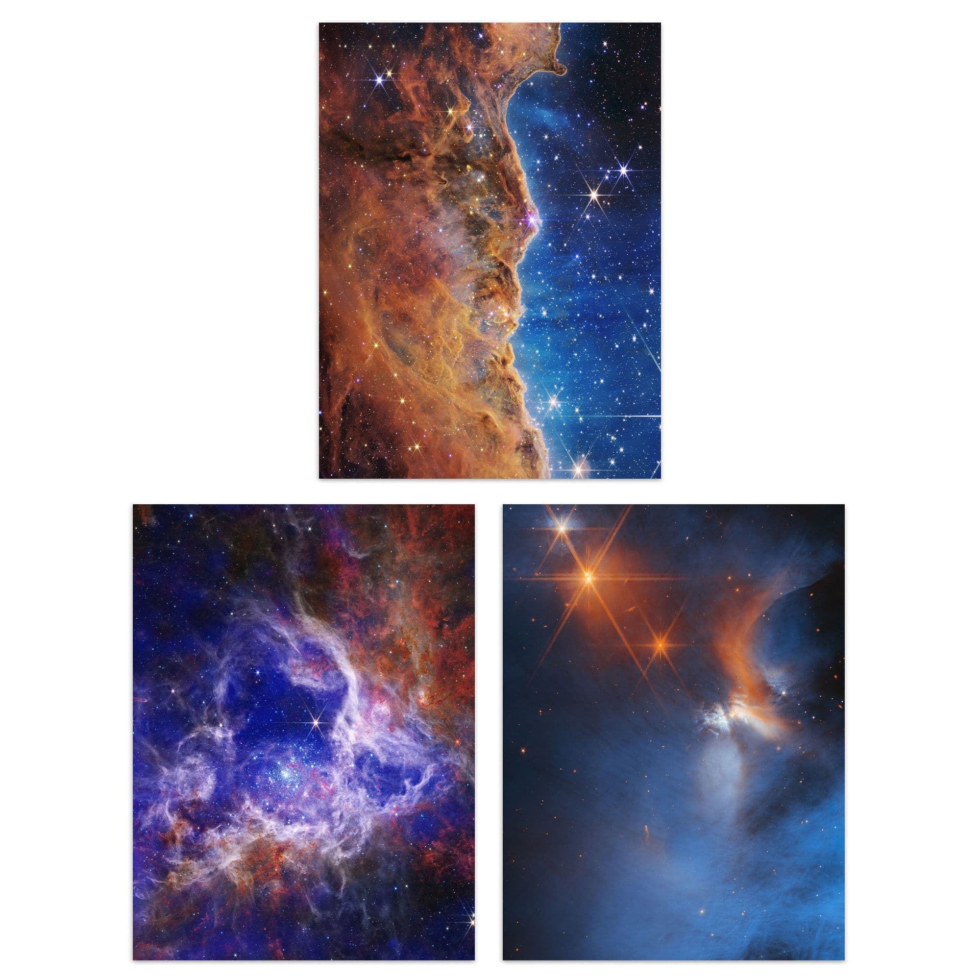 Wall Art Print Pack 3 NASA James Webb Images Cosmic Cliffs Carina Nebula Stellar Lifecycle 30 Doradus Stars Large Poster Set