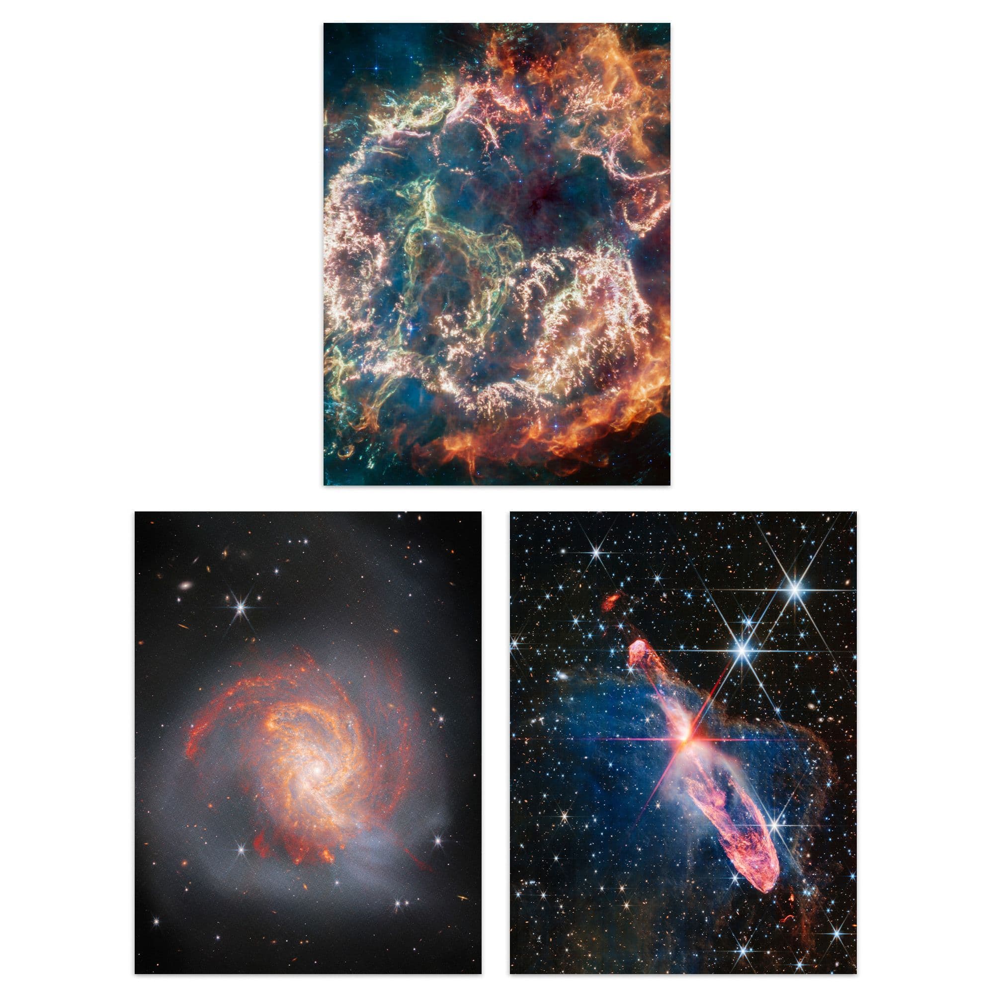 Wall Art Print Pack 3 NASA James Webb Images Clash Titans NGC 3256 Cassiopeia Forming Stars Large Poster Set
