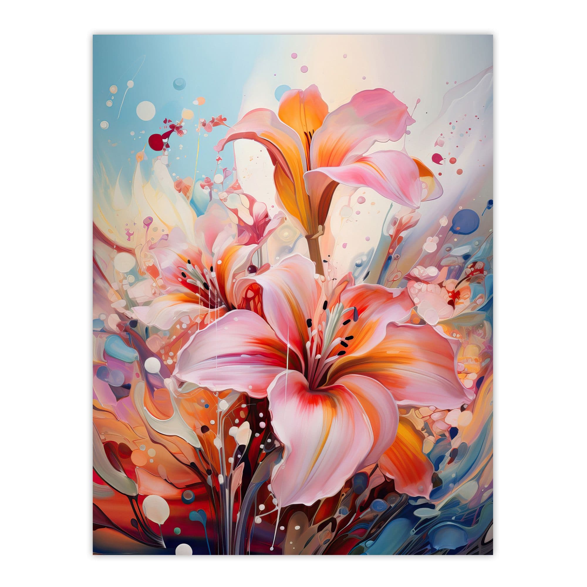 Abstract Flowers Vibrant Painting Dreamy Meadow Lilies Large Wall Unframed Art Poster Print Thick Paper 18X24 Inch