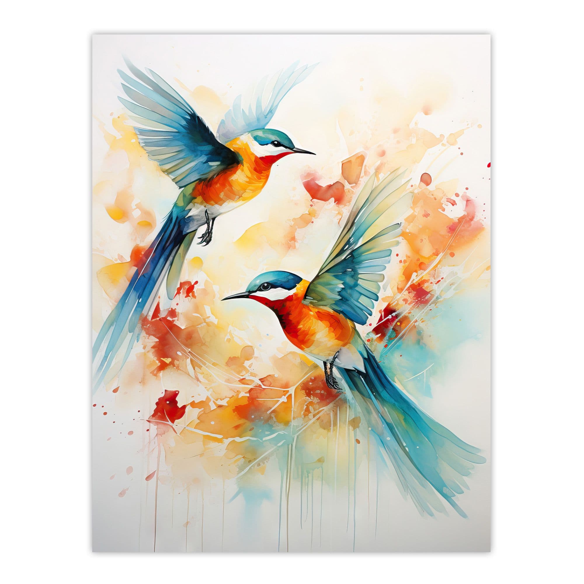 Aerial Ballet Watercolour Artwork Bright Bold Birds In Flight Large Wall Unframed Art Poster Print Thick Paper 18X24 Inch