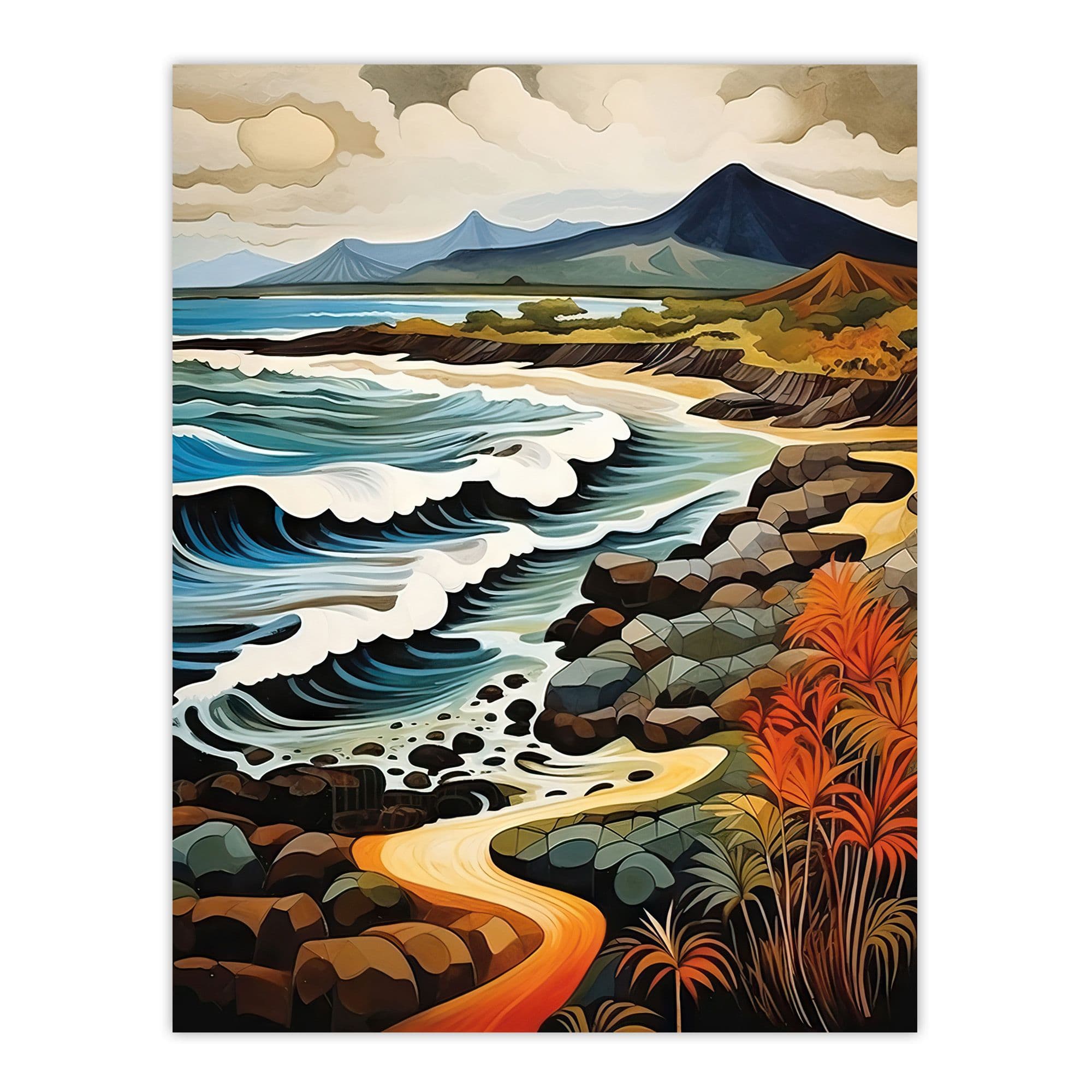 Galapagos Islands Ecuador Volcanic Coastal Landscape Artwork Large Wall Unframed Art Poster Print Thick Paper 18X24 Inch