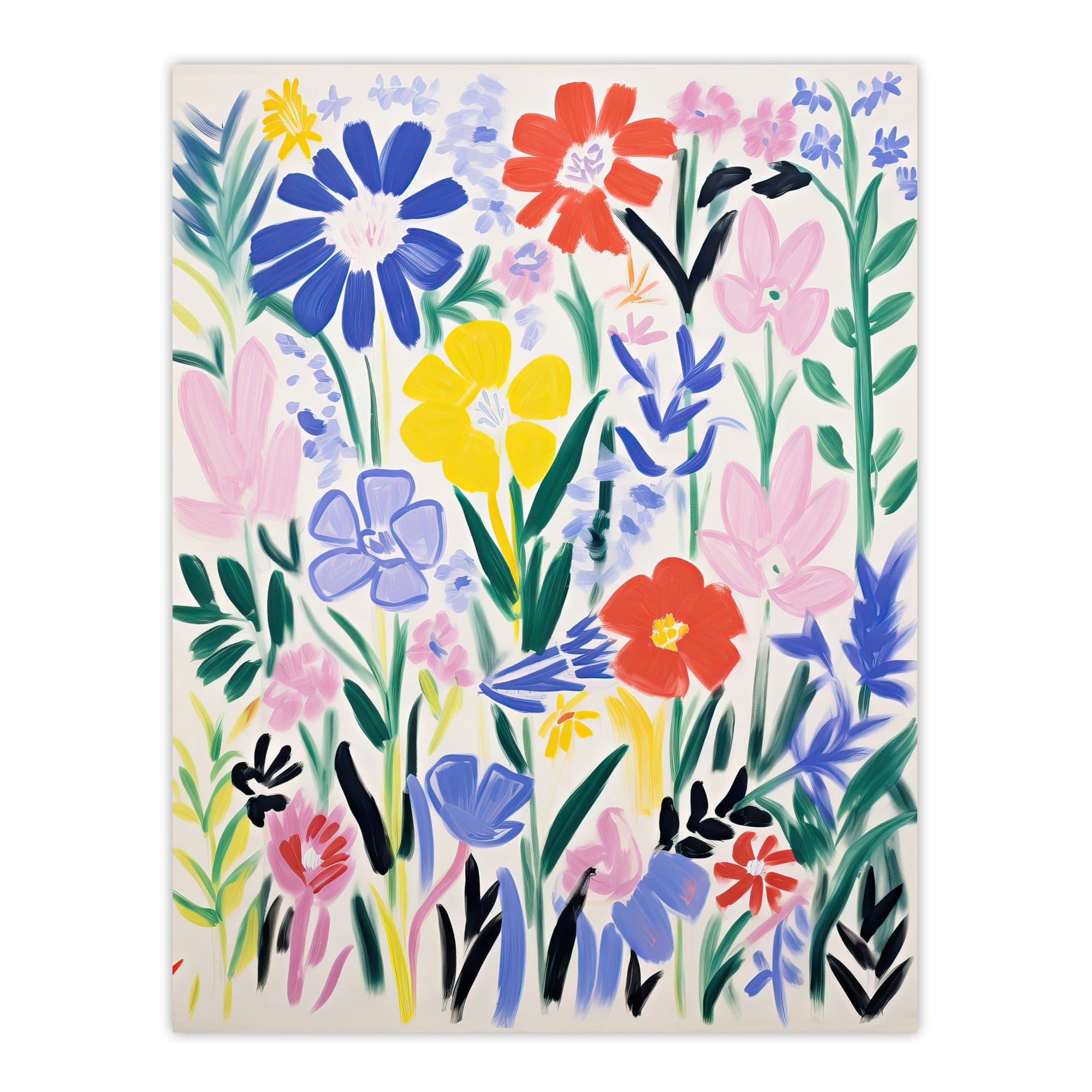 Simple Henri Matisse Style Flowers Meadow Acrylic Painting Large Wall Unframed Art Poster Print Thick Paper 18X24 Inch
