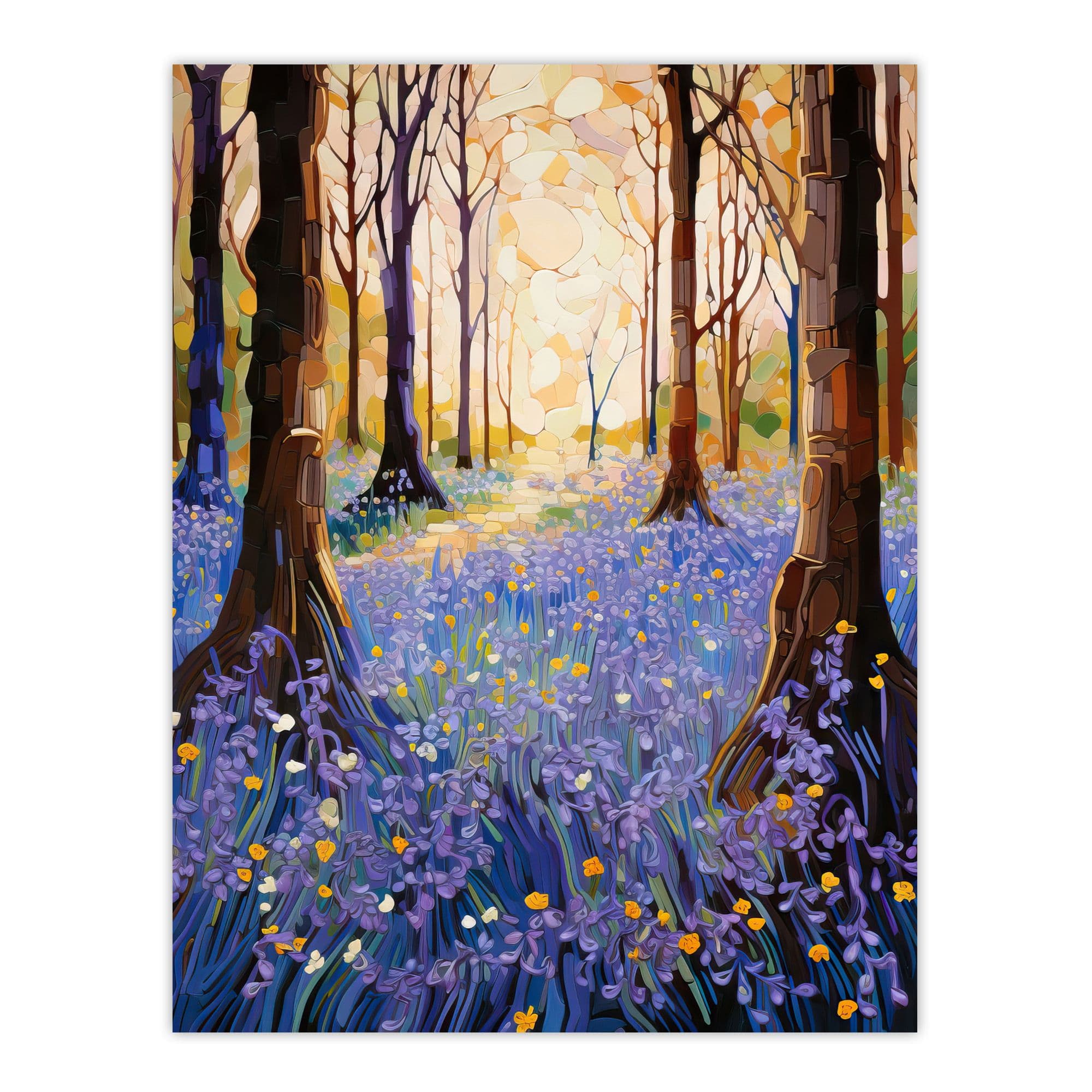 Majestic Bluebells In Spring Wood Carpet Of Purple Flowers Large Wall Unframed Art Poster Print Thick Paper 18X24 Inch