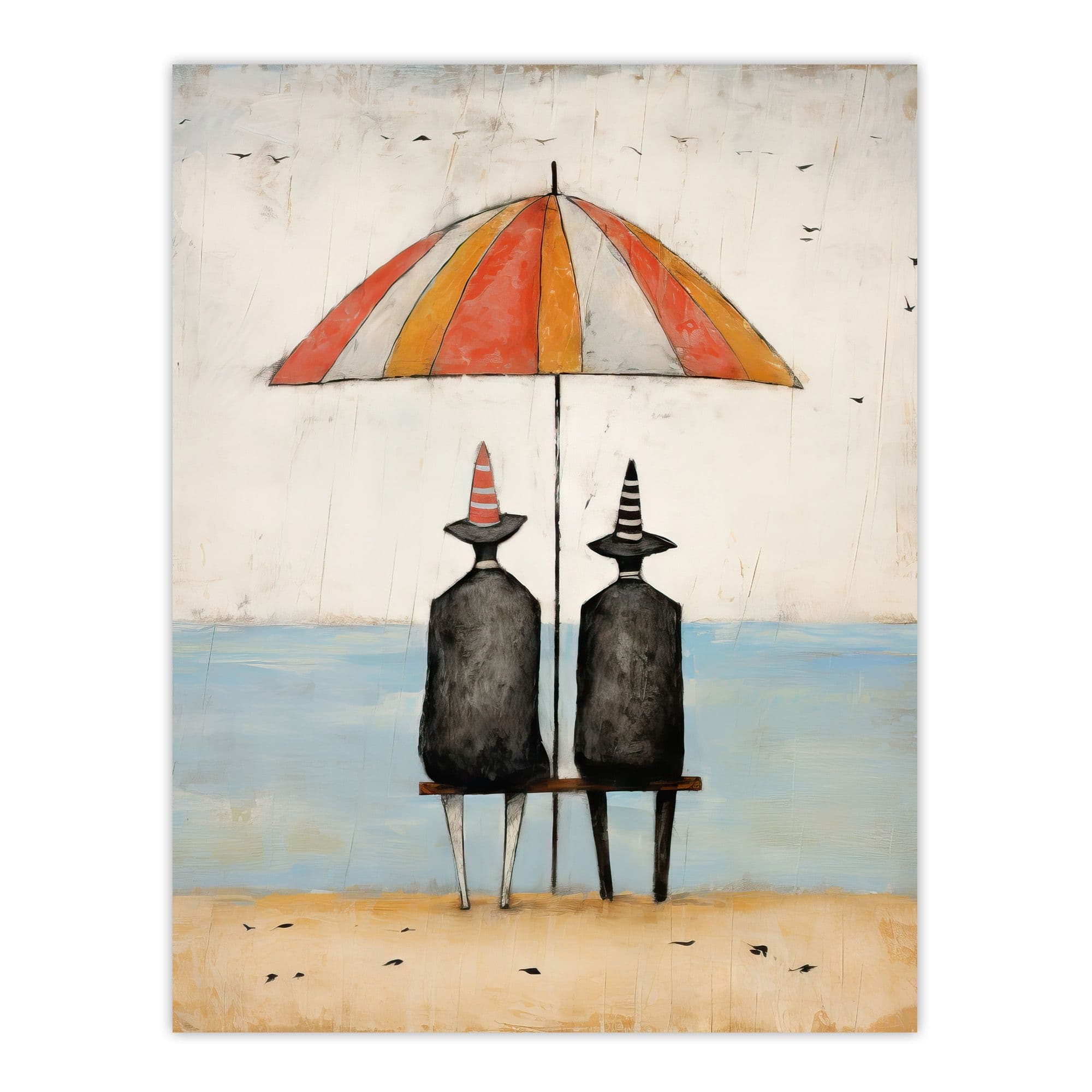 Traffic Cone Sea View Whimsical Surreal Seaside Artwork By Rob Tidybeard Large Wall Unframed Art Poster Print Thick Paper 18X24 Inch