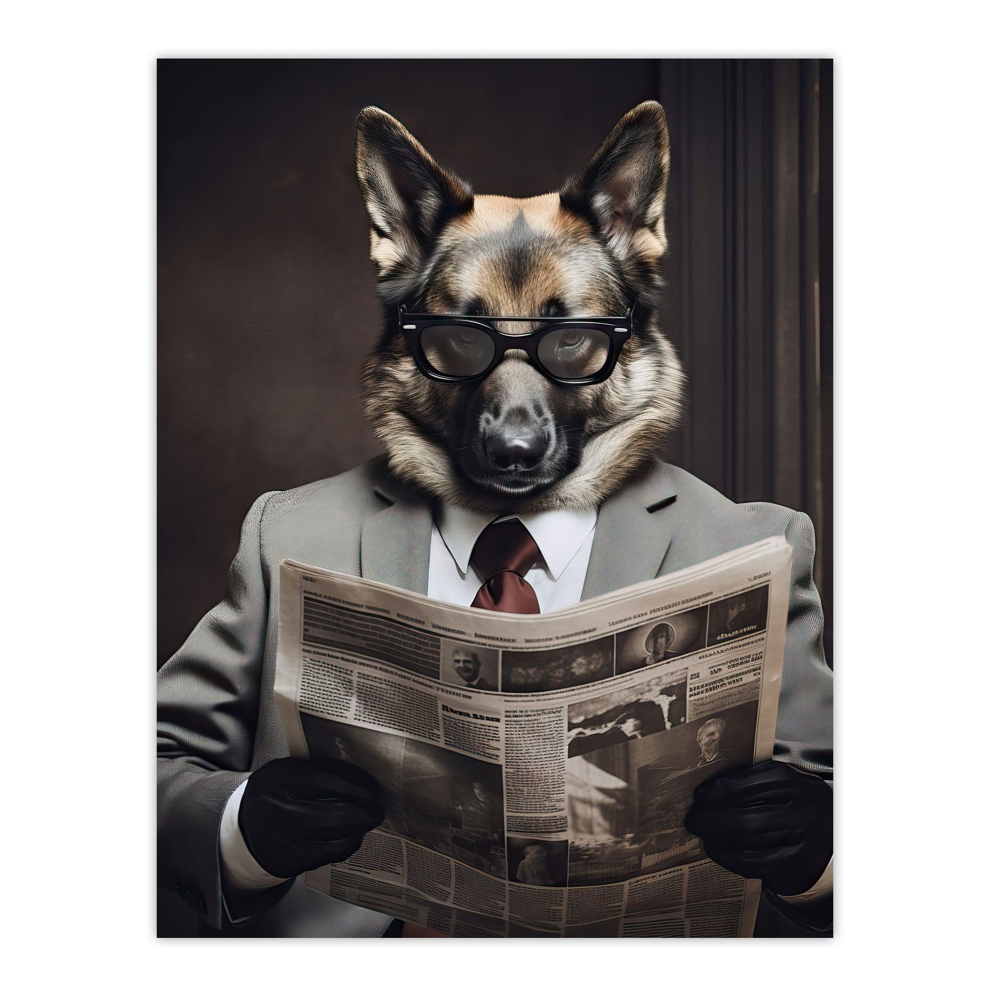 Alsatian German Shepherd Dog Reading Newspaper Fun Toilet Bathroom Artwork Large Wall Unframed Art Poster Print Thick Paper 18X24 Inch