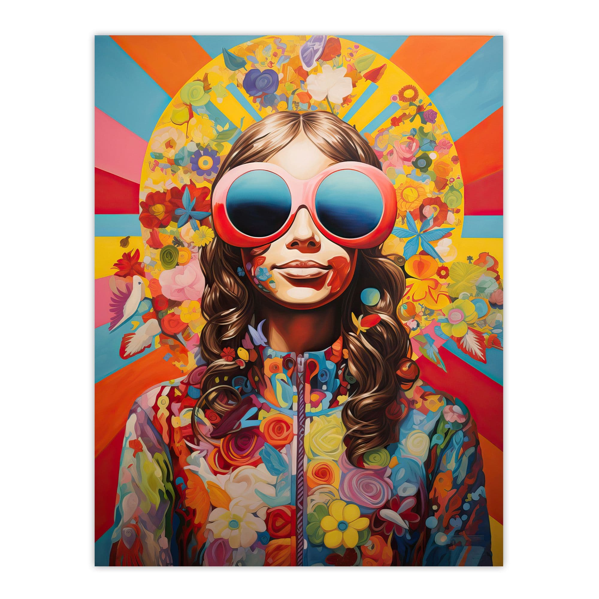 Flower Power Fanfare Florals Maximalist Bright Bold Colourful Abstract Artwork Large Wall Unframed Art Poster Print Thick Paper 18X24 Inch