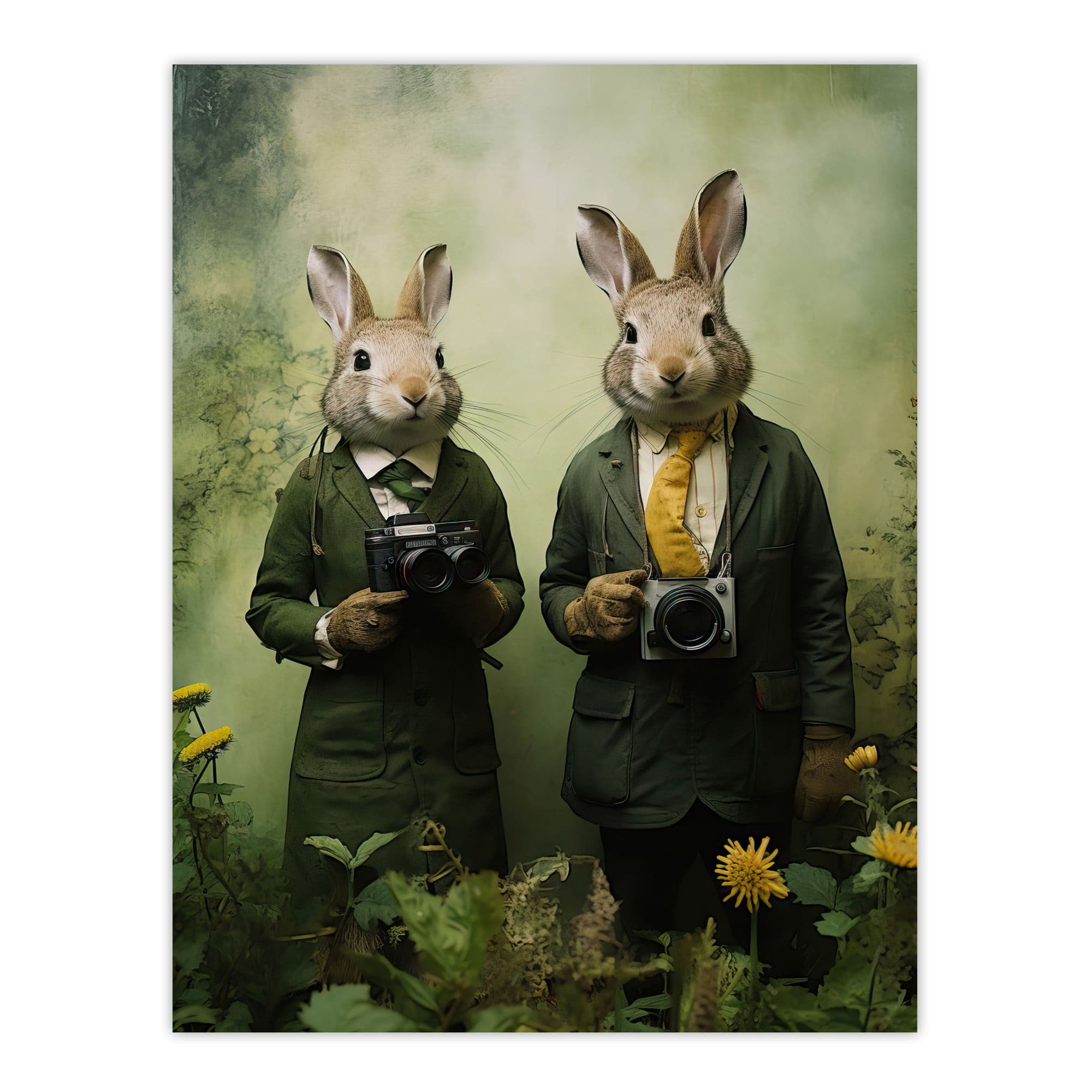 Woodland Portrait Rabbit Paparazzi Wildlife Photographers Cute Fun Artwork Large Wall Unframed Art Poster Print Thick Paper 18X24 Inch