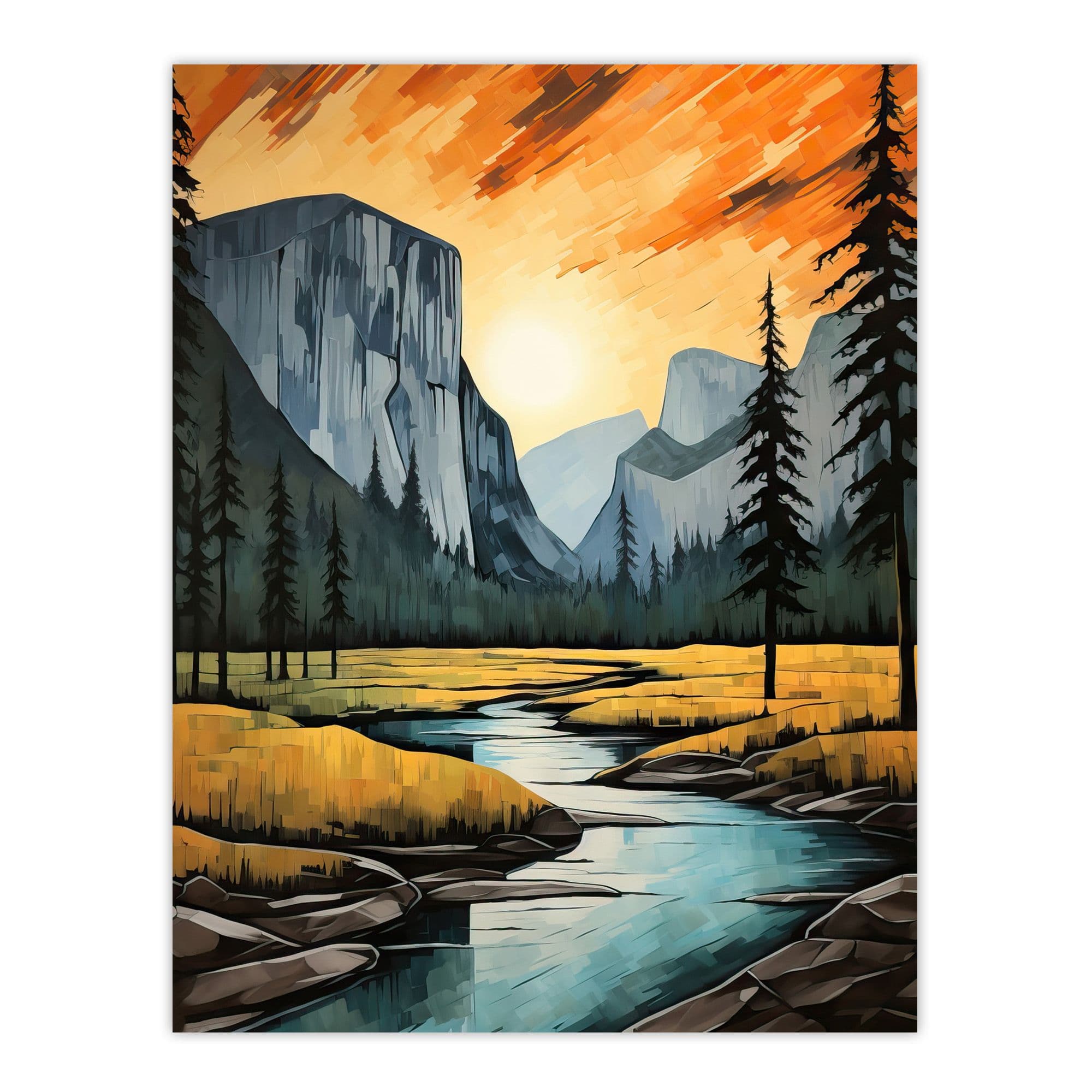 Yosemite National Park Vibrant Artwork Sunset Over El Capitan Extra Large XL Unframed Wall Art Poster Print