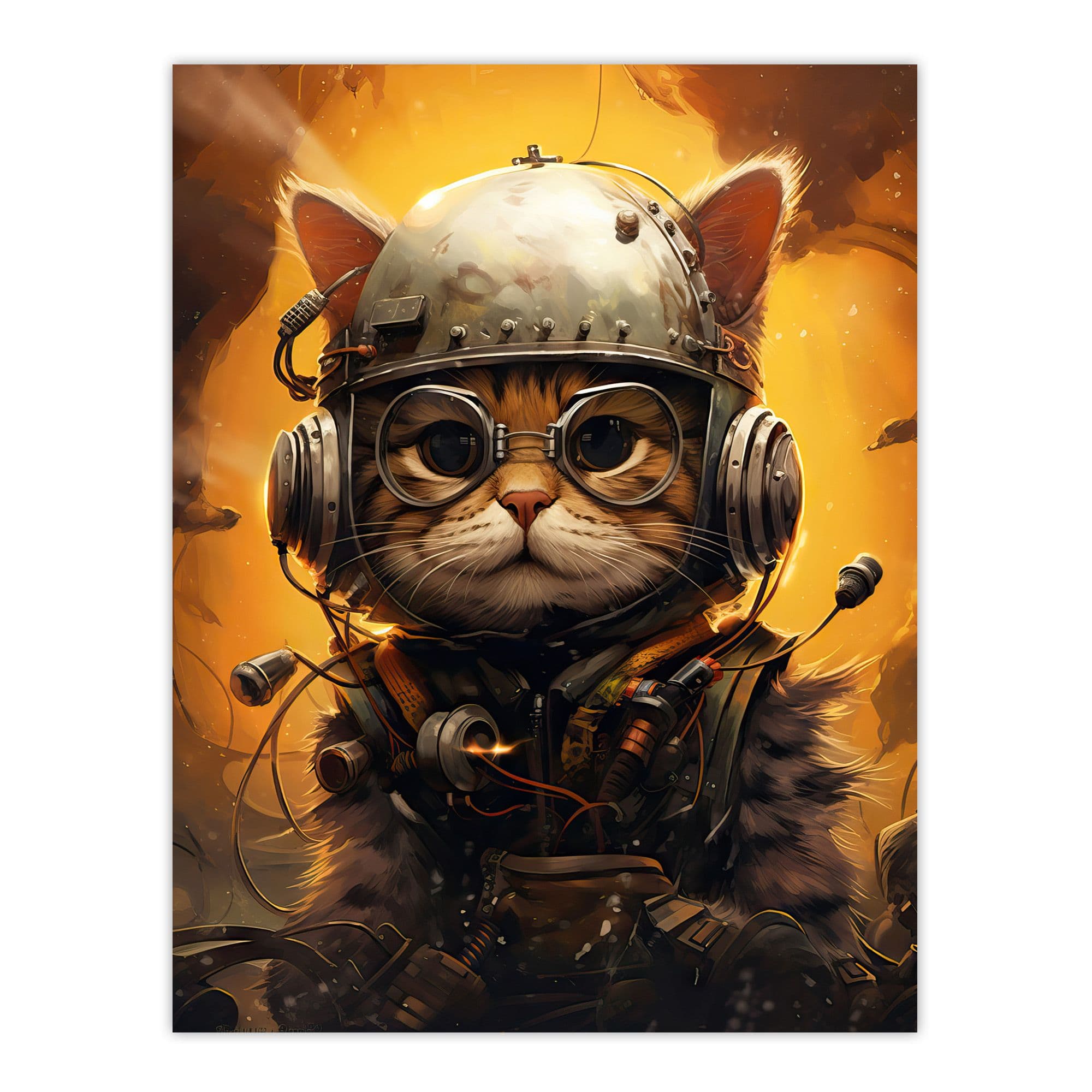 Captain Chuckles Steampunk Cat Cute Fun Artwork Extra Large Unframed Wall Art Poster Print