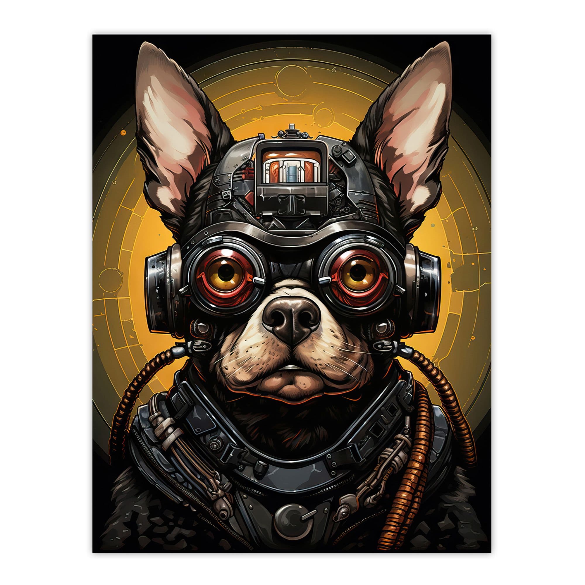 Futuristic Sci Fi Atompunk Matrix Dog Cute Fun Artwork Extra Large Unframed Wall Art Poster Print