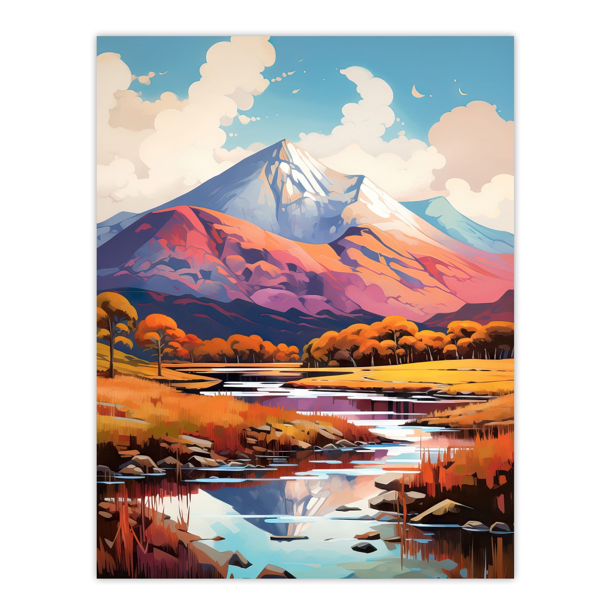 Ben Nevis And Glen Nevis Scotland Landscape Painting Tranquil Scene Extra Large XL Unframed Wall Art Poster Print