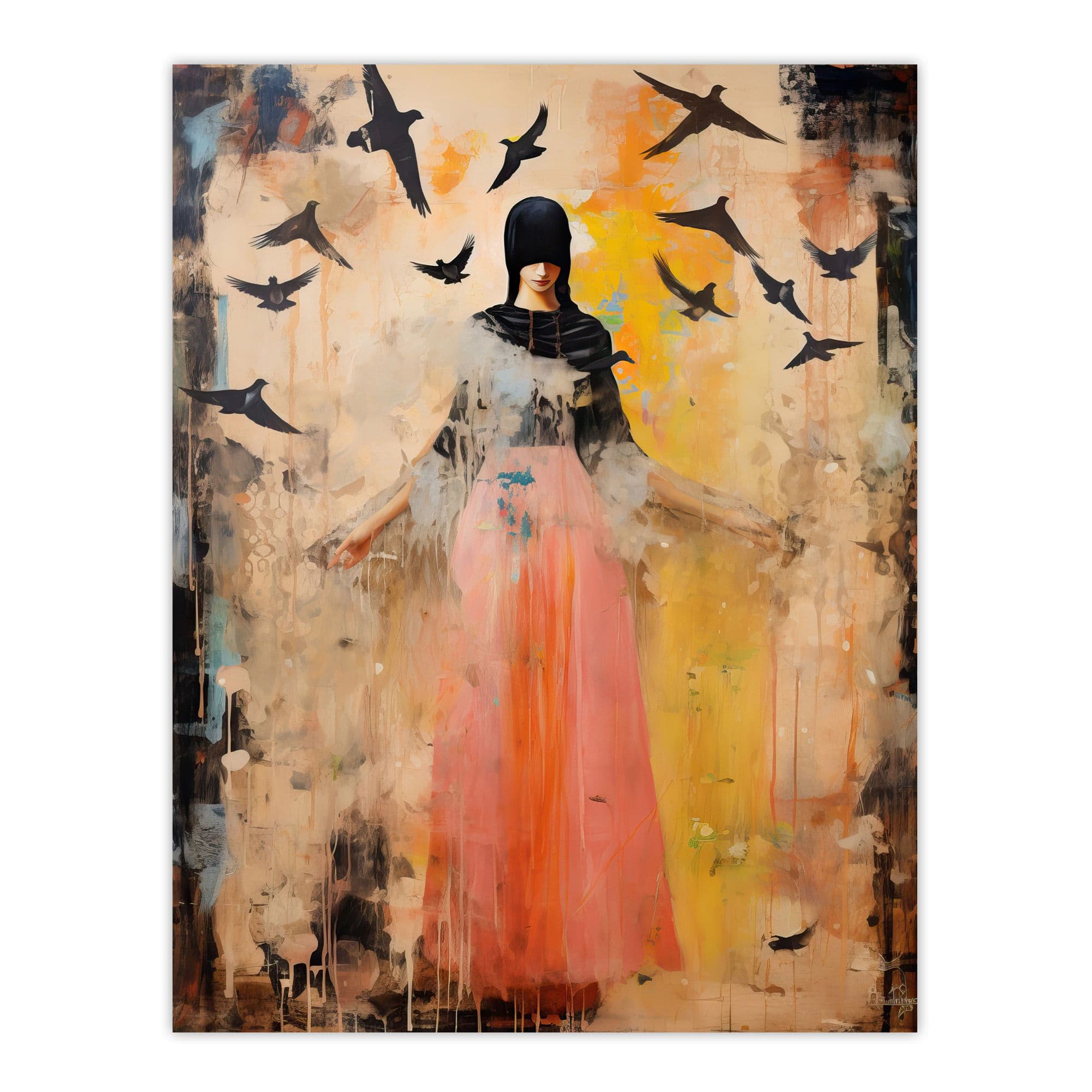 Bird Queen Shannon Blacksmith Woman Portrait Raven Blackbirds Emo Extra Large Unframed Wall Art Poster Print
