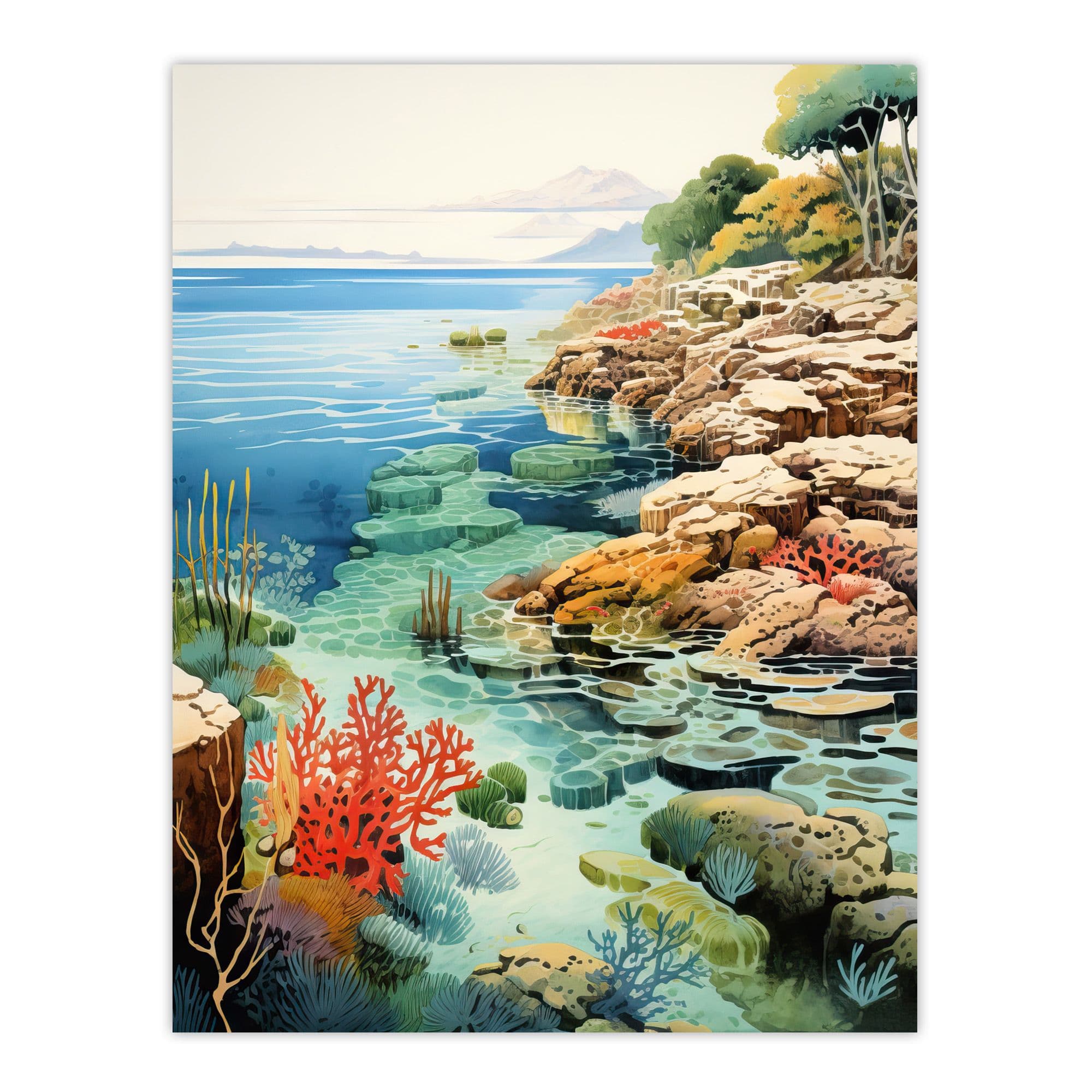 Great Barrier Reef Watercolour Painting Australia Bright Garden Seascape Unframed Wall Art Print Poster Home Decor Premium