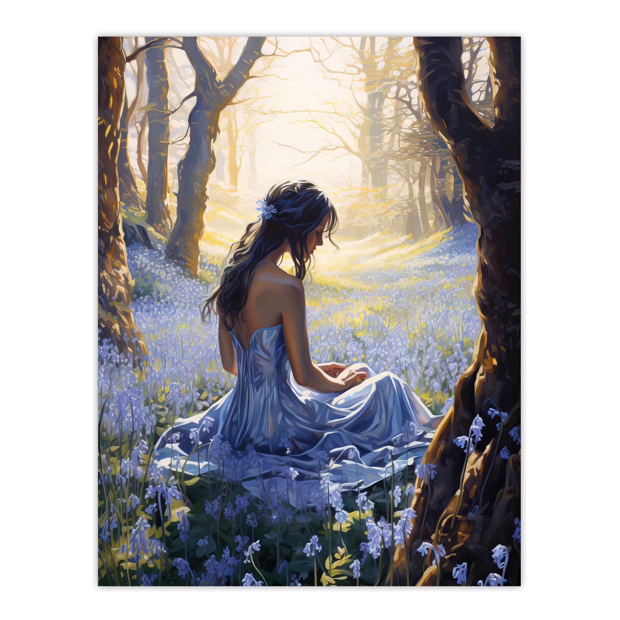Belle Bluebell Wood Floral Forest Landscape Artwork Unframed Wall Art Print Poster Home Decor Premium