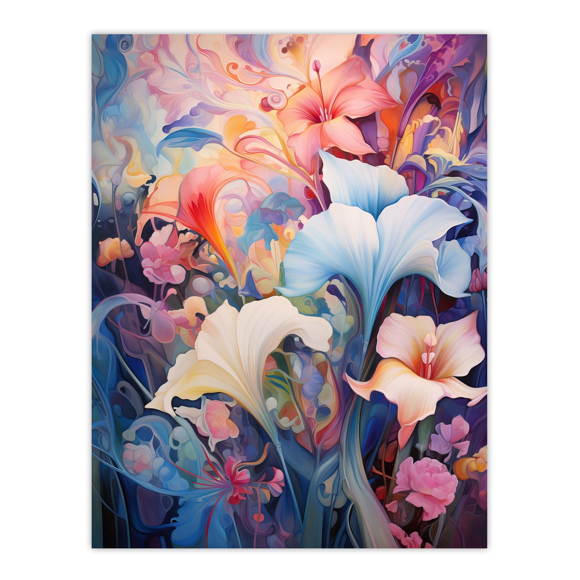 Abstract Flowers Pastel Watercolour Painting Dreamy Meadow Lilies Unframed Wall Art Print Poster Home Decor Premium