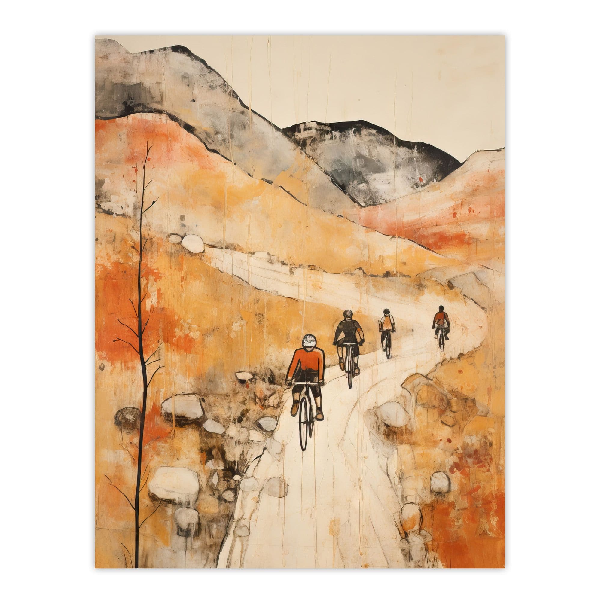 Autumn Cycle Race Through The Scenic Scottish Countryside Watercolour Painting Unframed Wall Art Print Poster Home Decor Premium