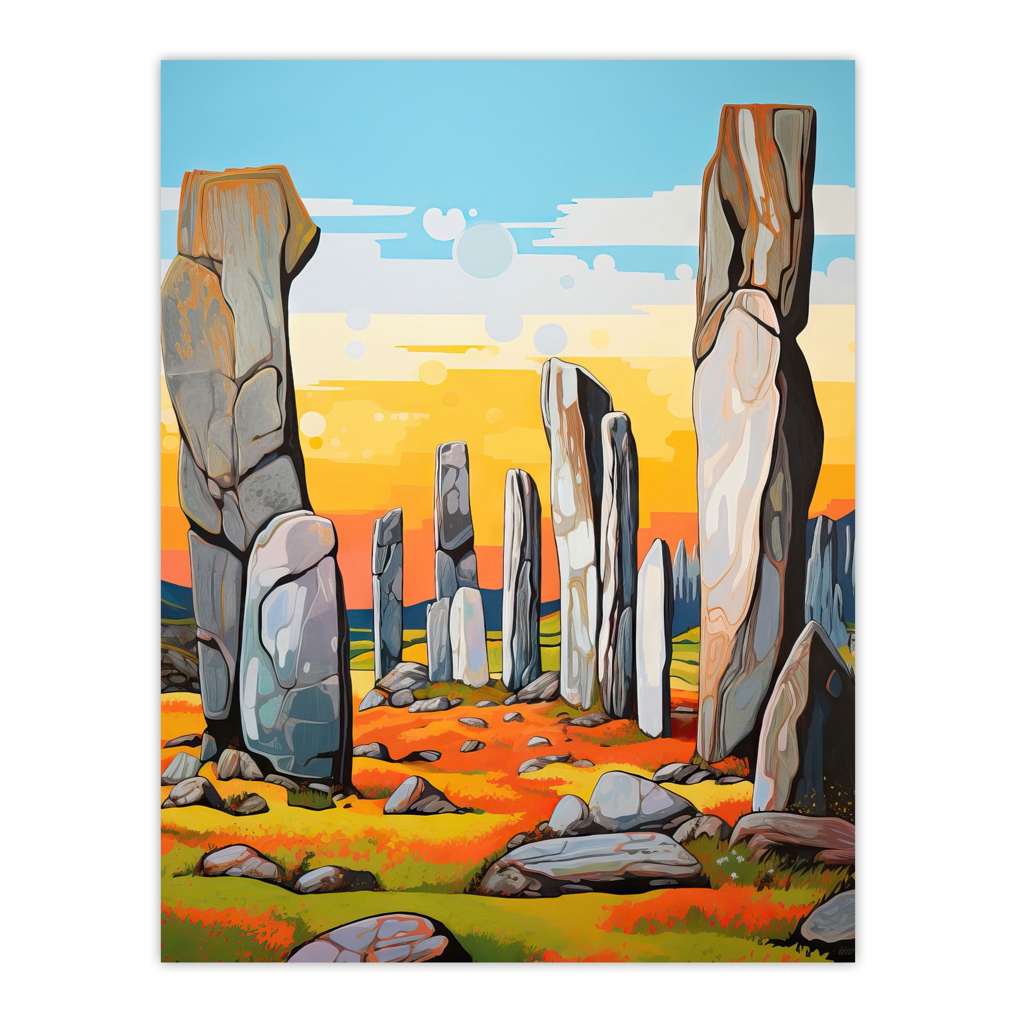 Callanish Standing Stones Vibrant Artwork Ancient Circle Isle Lewis Scotland Unframed Wall Art Print Poster Home Decor Premium