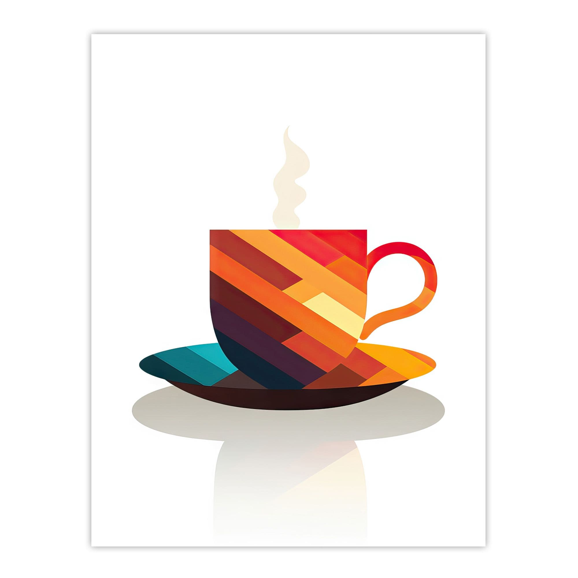 Bold Modern Kitchen Art Coffee Cup Geometric 2D Graphic Design Minimalist Unframed Wall Art Print Poster Home Decor Premium