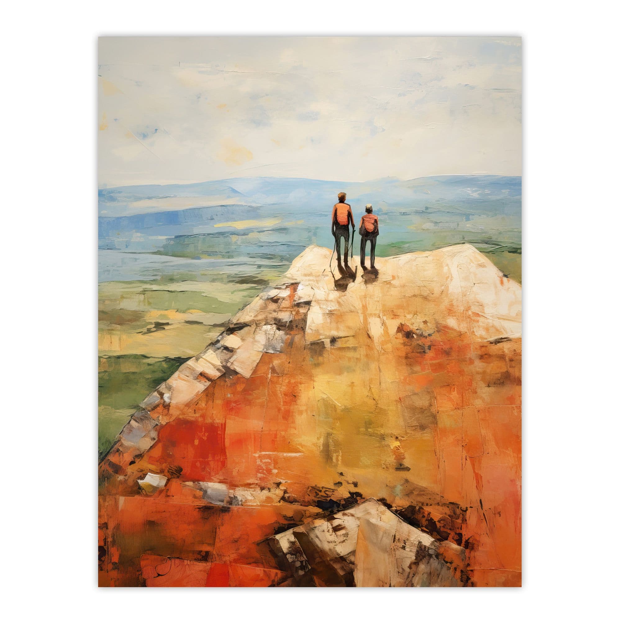 The View Was Worth The Wait Hikers Reach The Summit Oil Painting Unframed Wall Art Print Poster Home Decor Premium