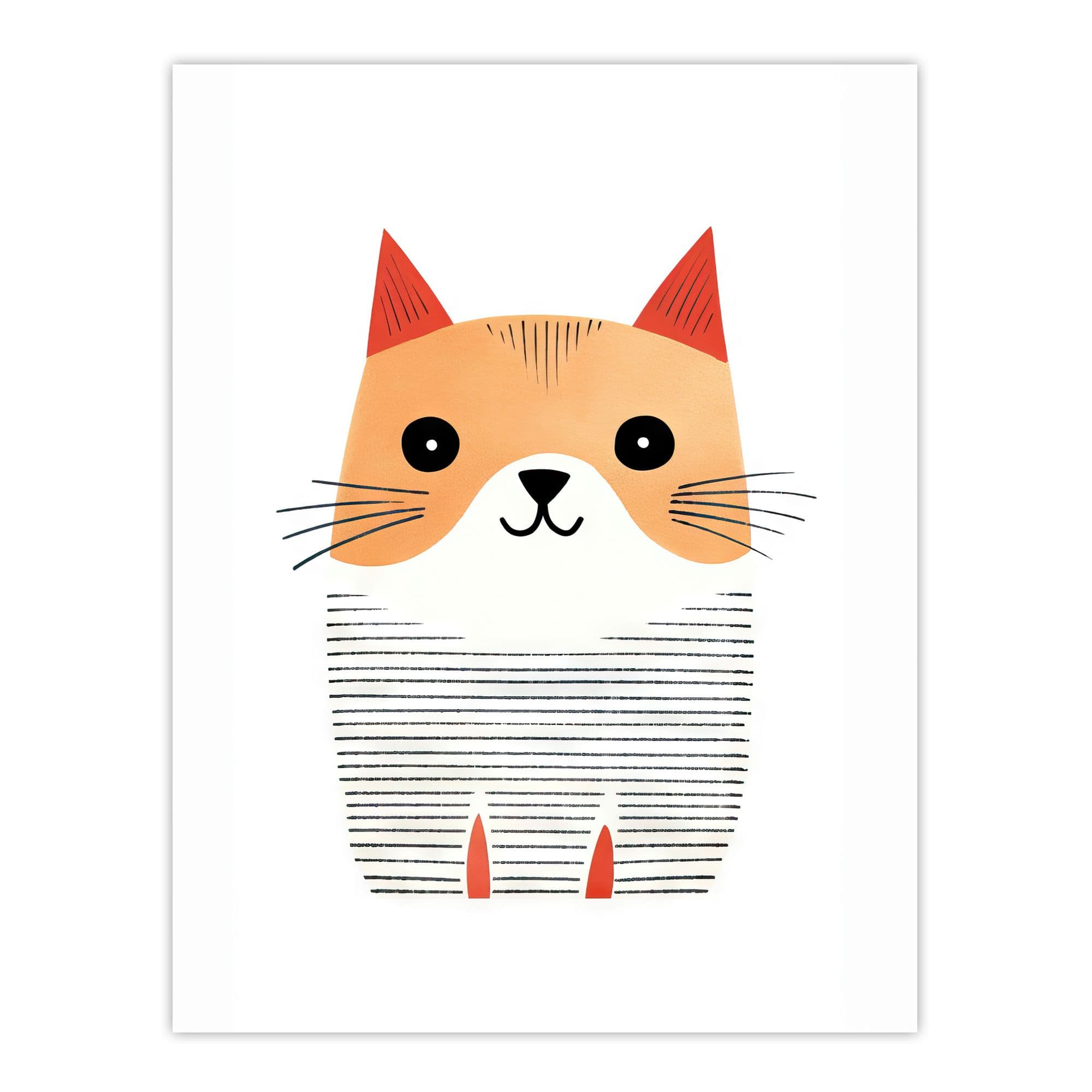 Simple Cute Cat Pencil Drawing Kids Bedroom Artwork Unframed Wall Art Print Poster Home Decor Premium