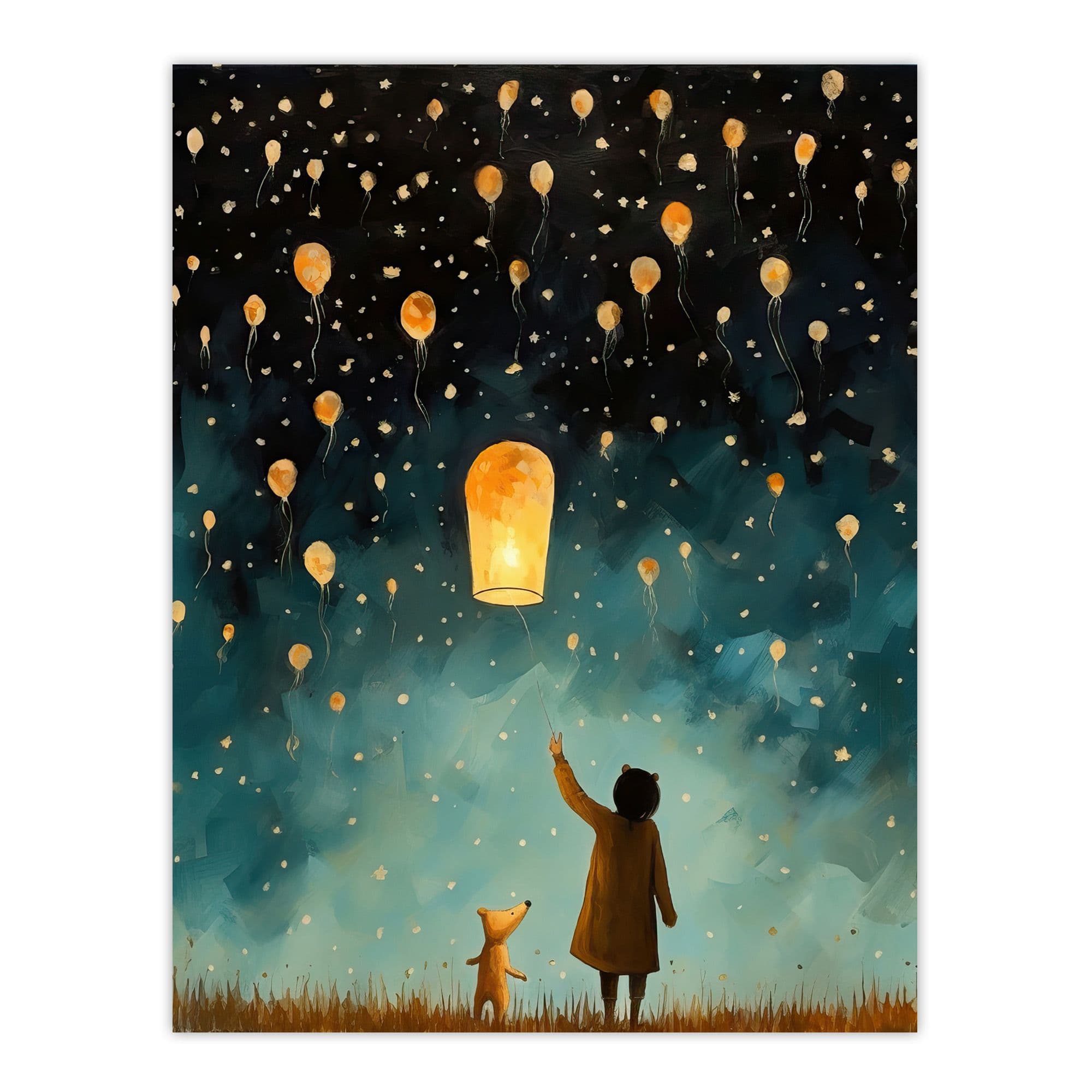 Releasing Sky Lanterns Ted Festival Magic Bedroom Art Unframed Wall Art Print Poster Home Decor Premium