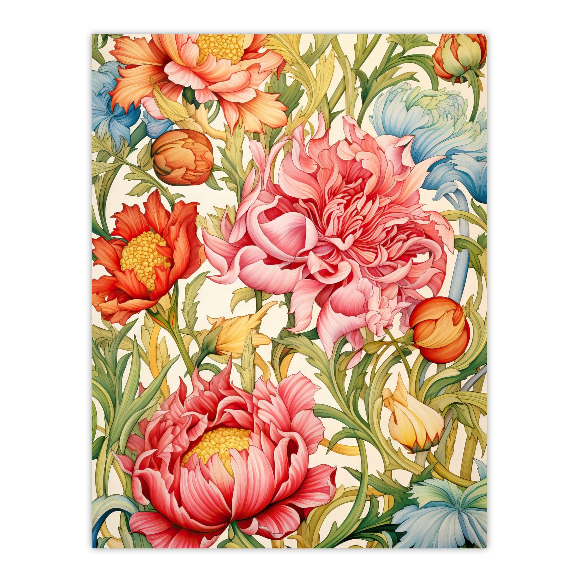 Blooming Marvelous Floral Pattern Flower Illustration William Morris Style Unframed Wall Art Print Poster Home Decor Premium