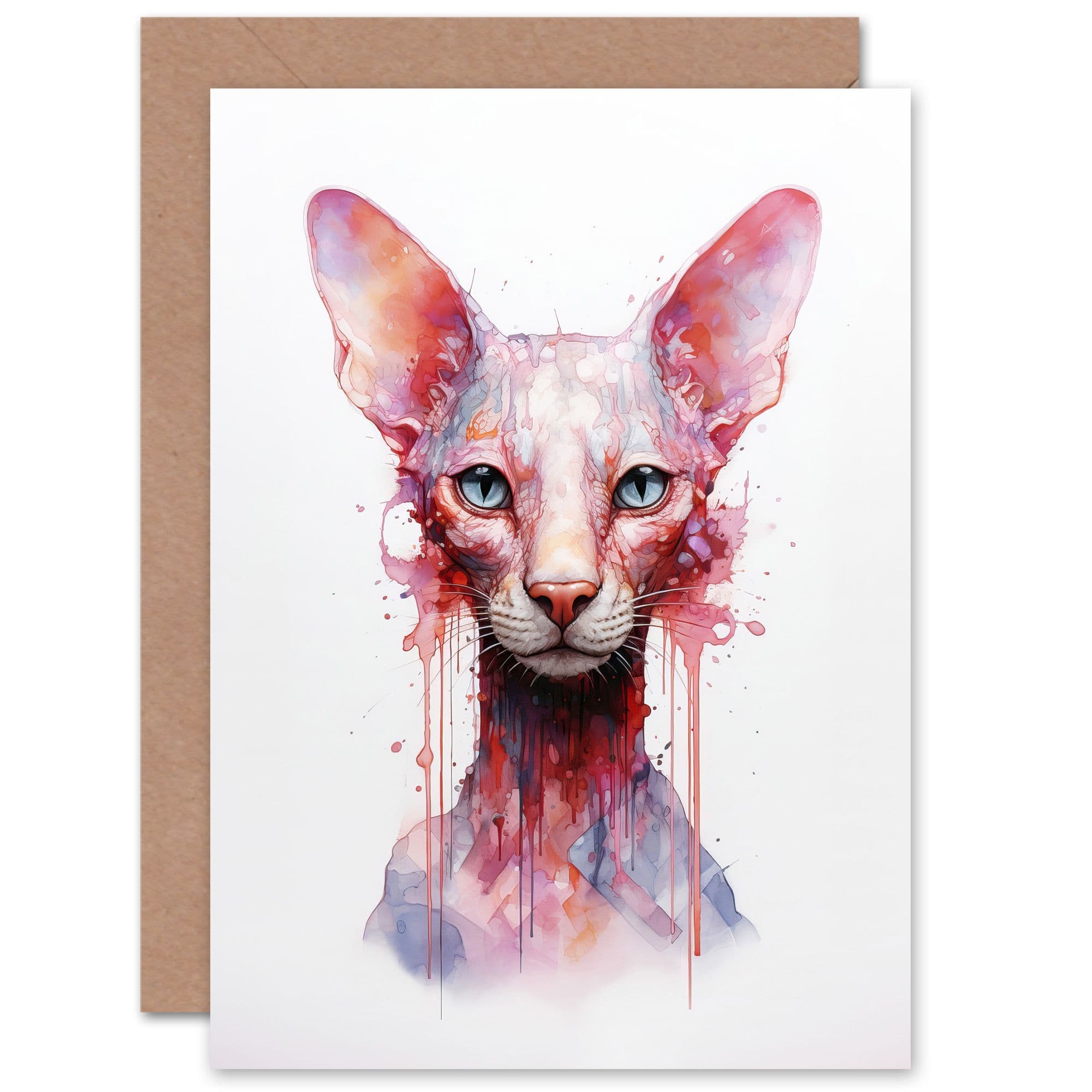 Shorthair Cat Lovers Gift Watercolour Pet Portrait Painting Artwork Greeting Card