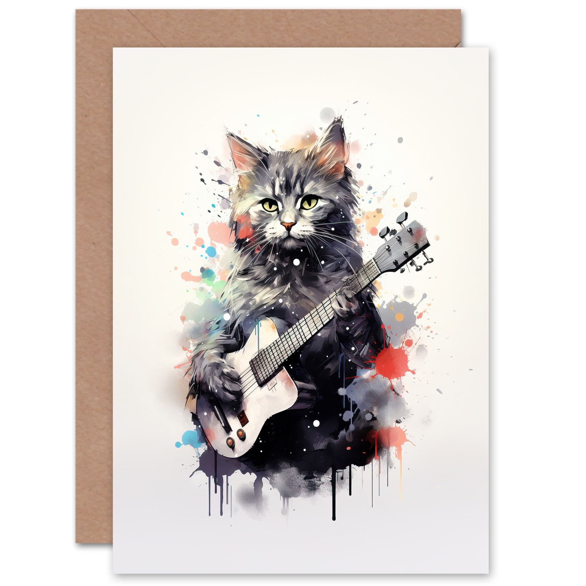 Smelly Cat Lovers Gift Watercolour Pet Portrait Painting Artwork Greeting Card
