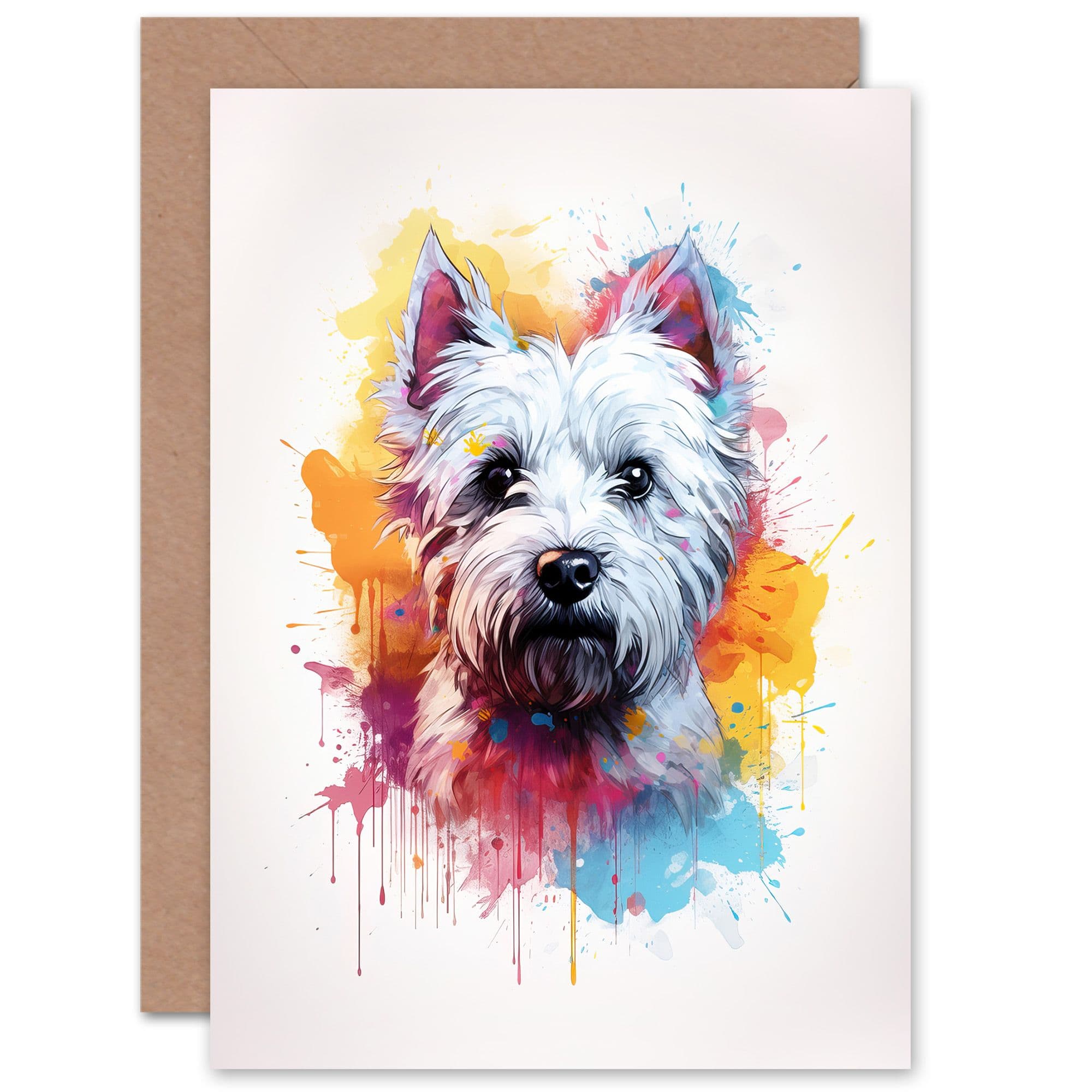 West Highland Terrier Lovers Gift Watercolour Pet Portrait Painting Artwork Greeting Card