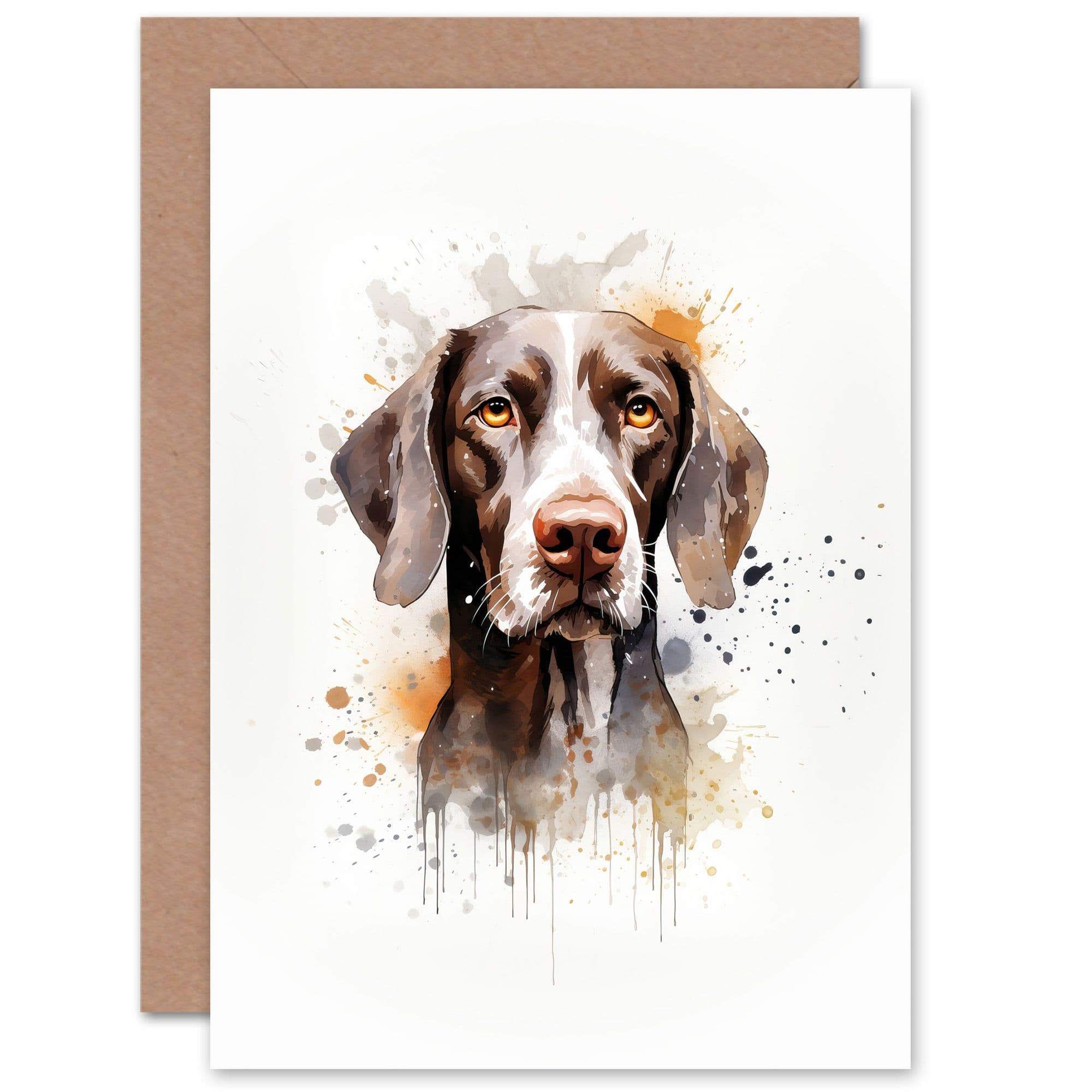 Shorthaired German Pointer Lovers Gift Watercolour Pet Portrait Painting Artwork Greeting Card