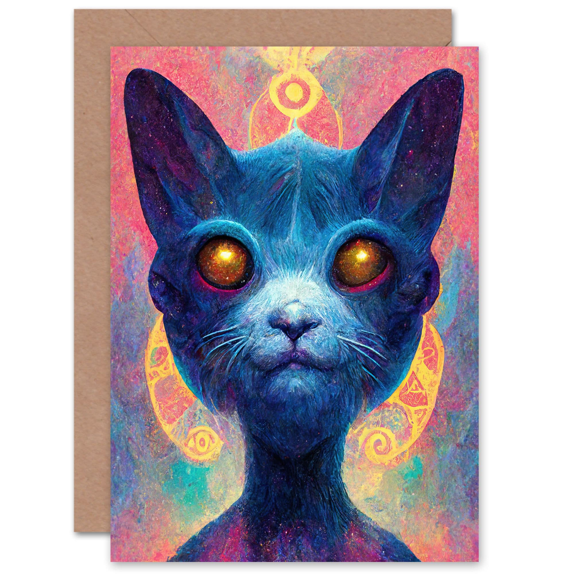 Cat Lover Cosmic Space Wife Her Birthday Thank You Greeting Card