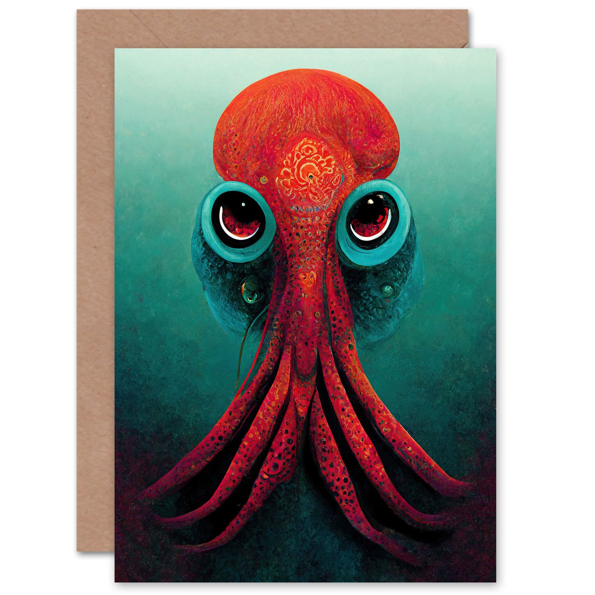 Octopus Him or Her Birthday Thank You Greeting Card Envelope