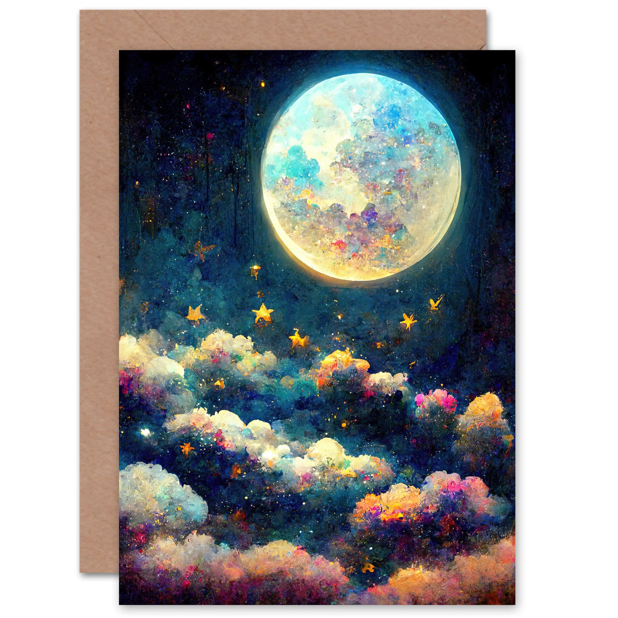 Magical Full Moon Stars for Him or Her Birthday Thank You Greeting Card