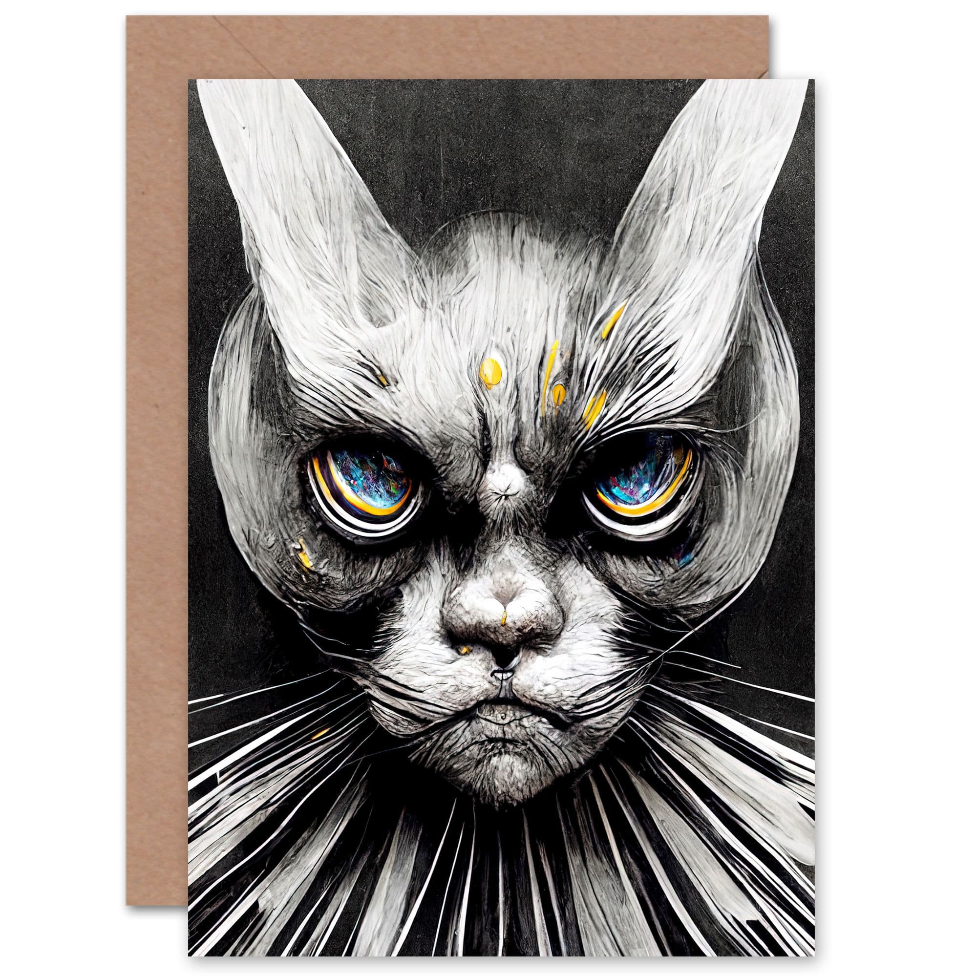 Maniac Cat Him or Her Birthday Thank You Greeting Card Envelope