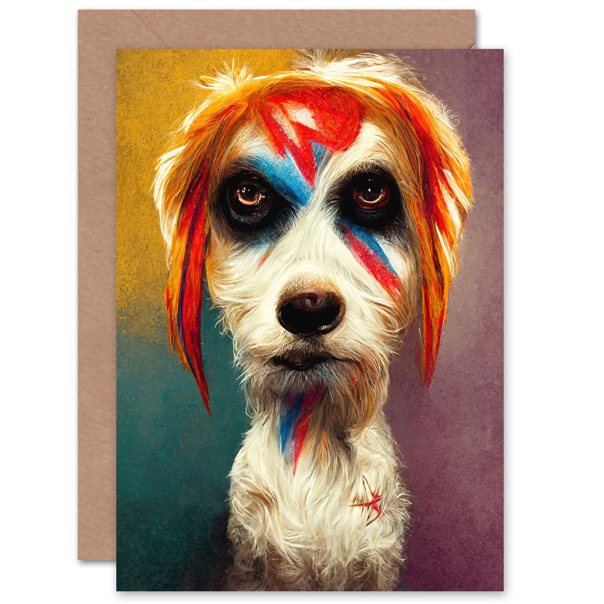 Bow Wow Bowie Aladdin Sane Dog Lover for Him or Her Greeting Card