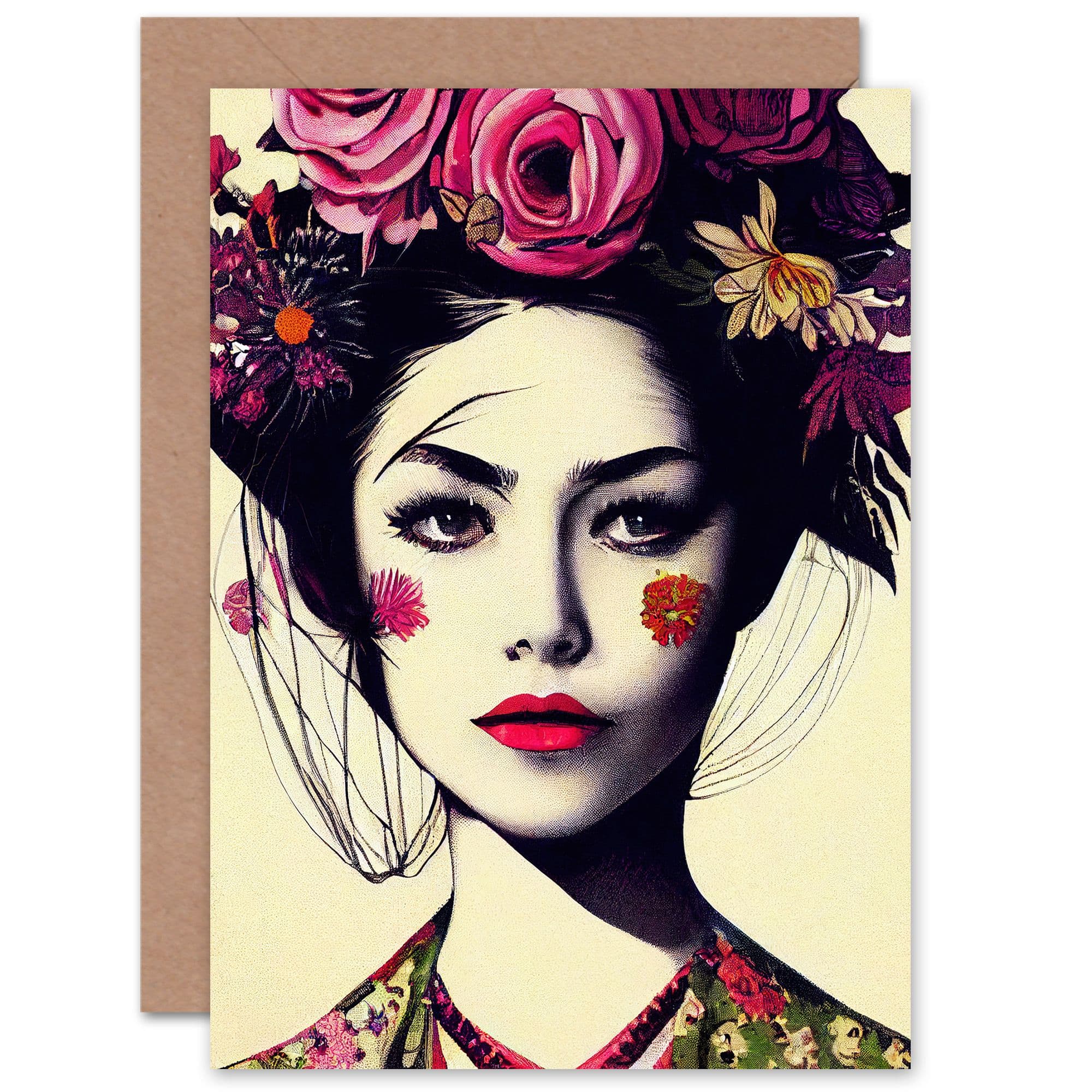 Fancy Floral Feminine for Wife Her Birthday Thank You Greeting Card