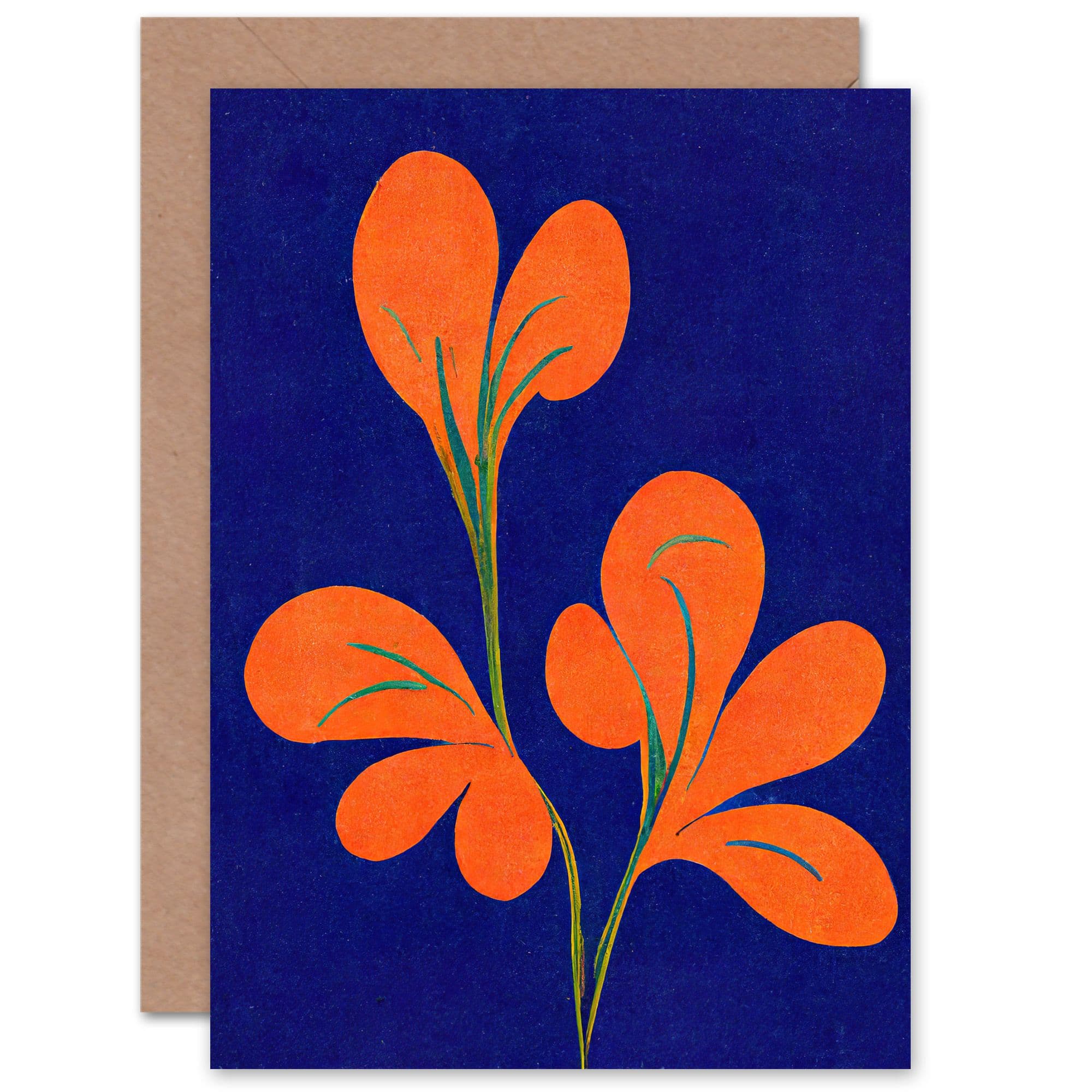 Simple Matisse Style Blue Orange for Wife Her Birthday Greeting Card