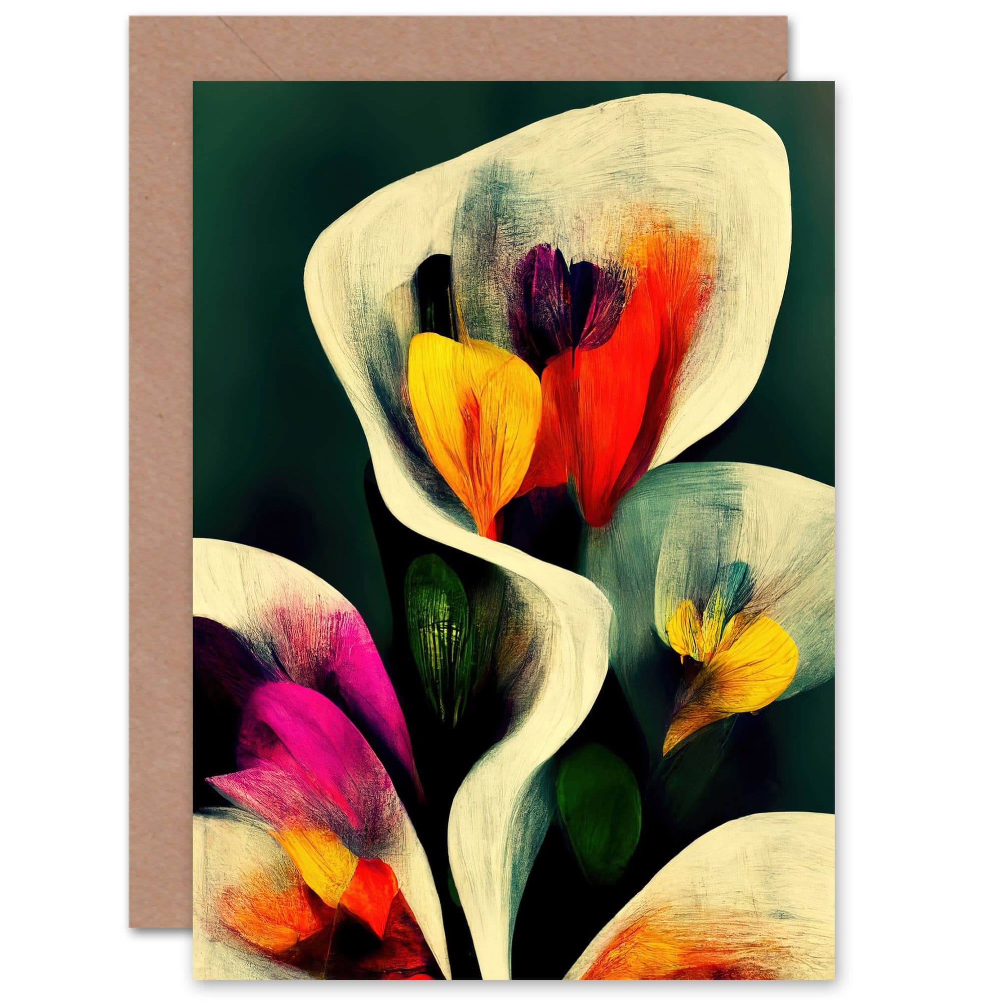 Abstract Spring Flowers Wife Her Birthday Mothers Day Greeting Card