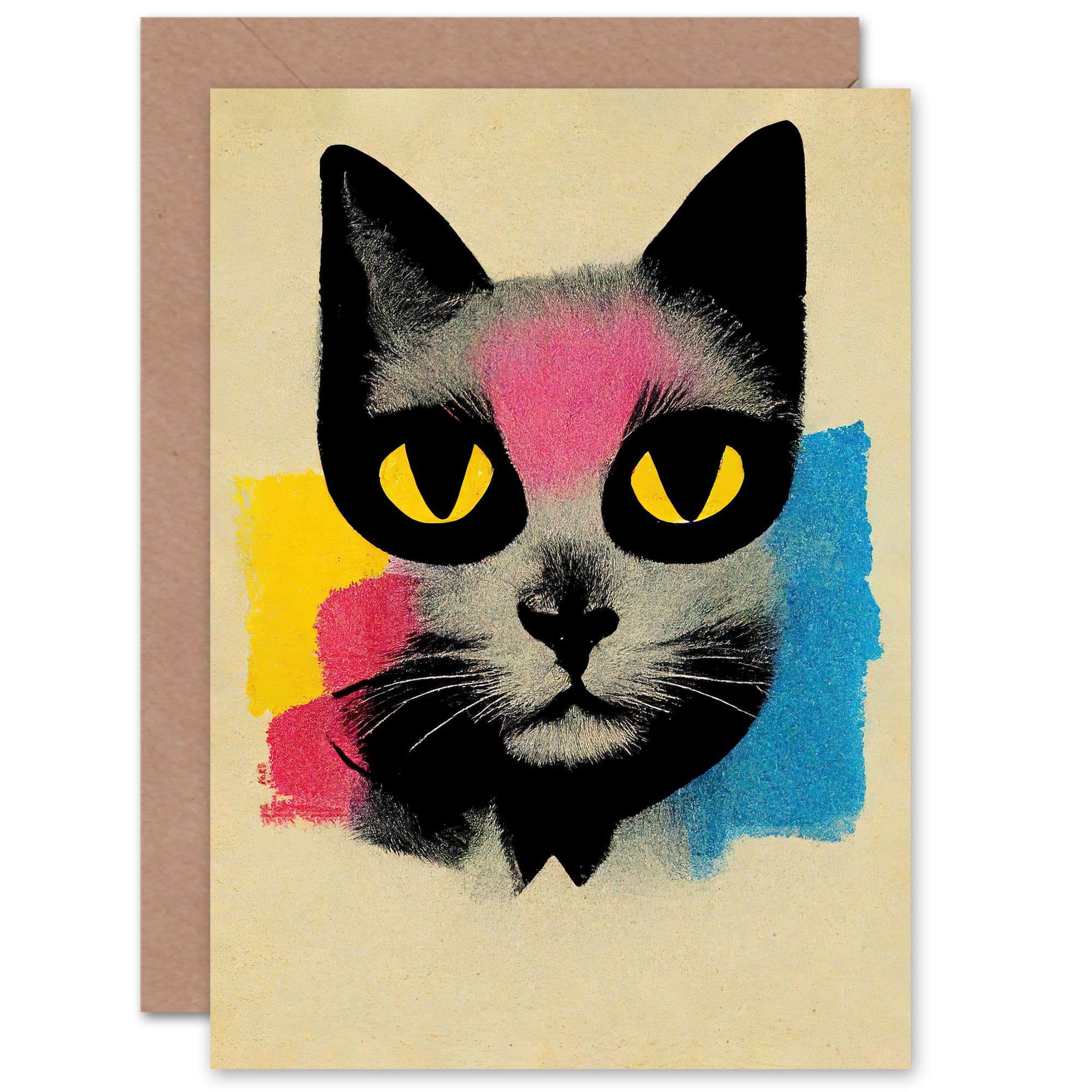 Pop Art Cat for Him or Her Birthday Congratulations Greeting Card