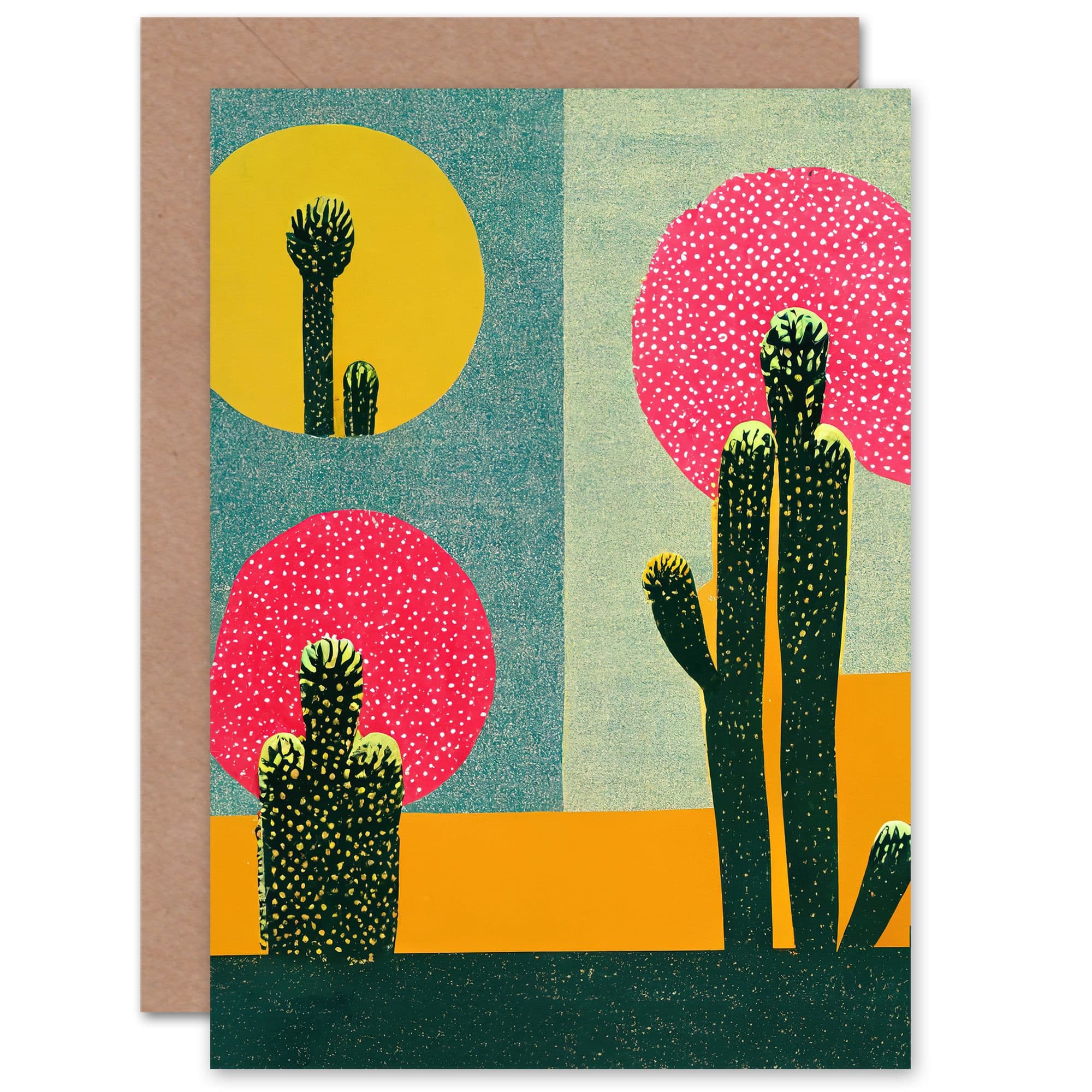 Cactus Abstract for Him or Her Man Woman Birthday Thank You Greeting Card