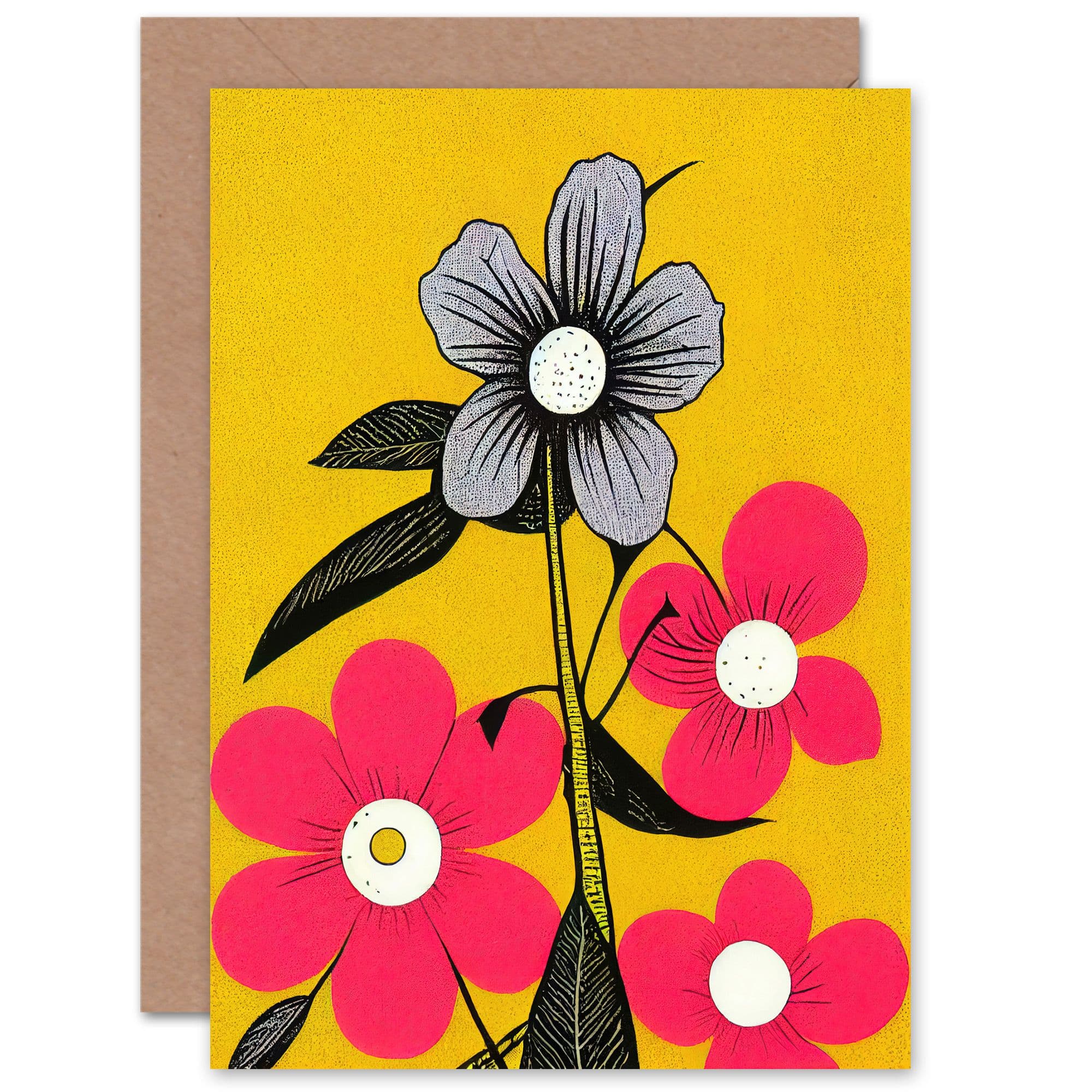 Bright Colourful Flowers Wife Her Birthday Thank You Greeting Card