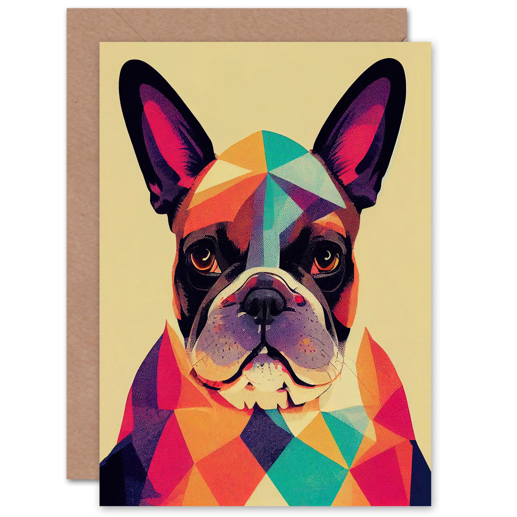 Geometric Bulldog Lover for Him or Her Birthday Thank You Greeting Card