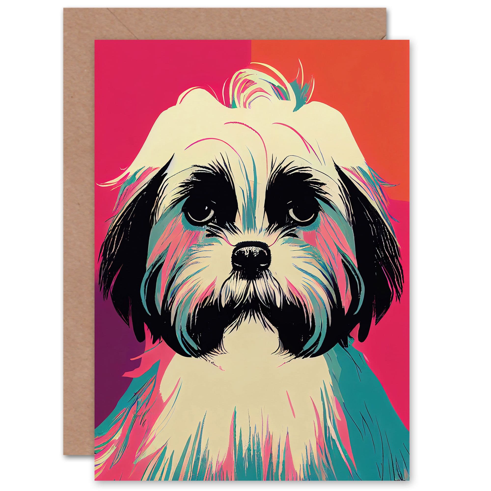 Funky Shih Tzu for Wife Her Birthday Thank You Greeting Card With Envelope