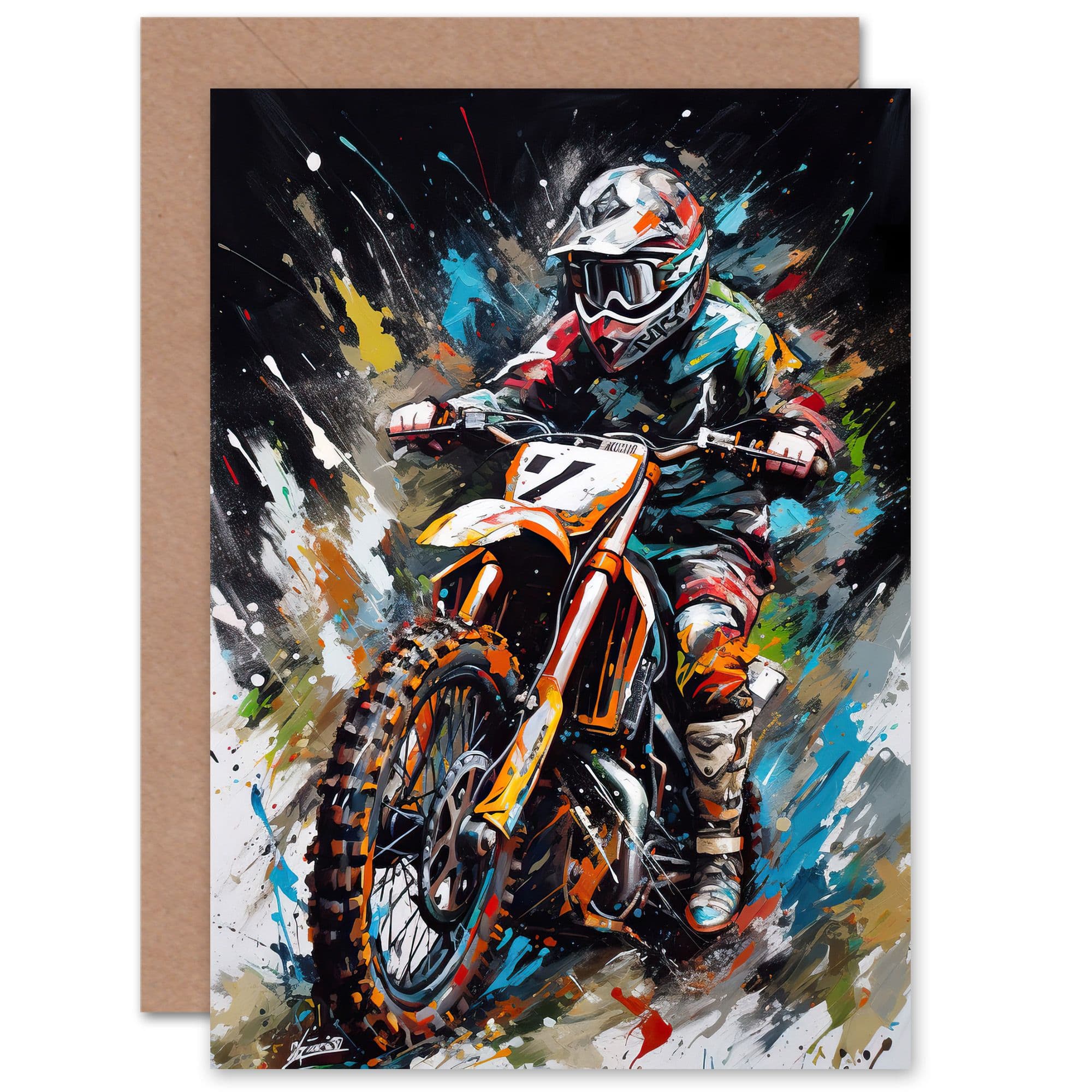 Motocross Dirt Bike Action Husband Him Dad Brother Greeting Card