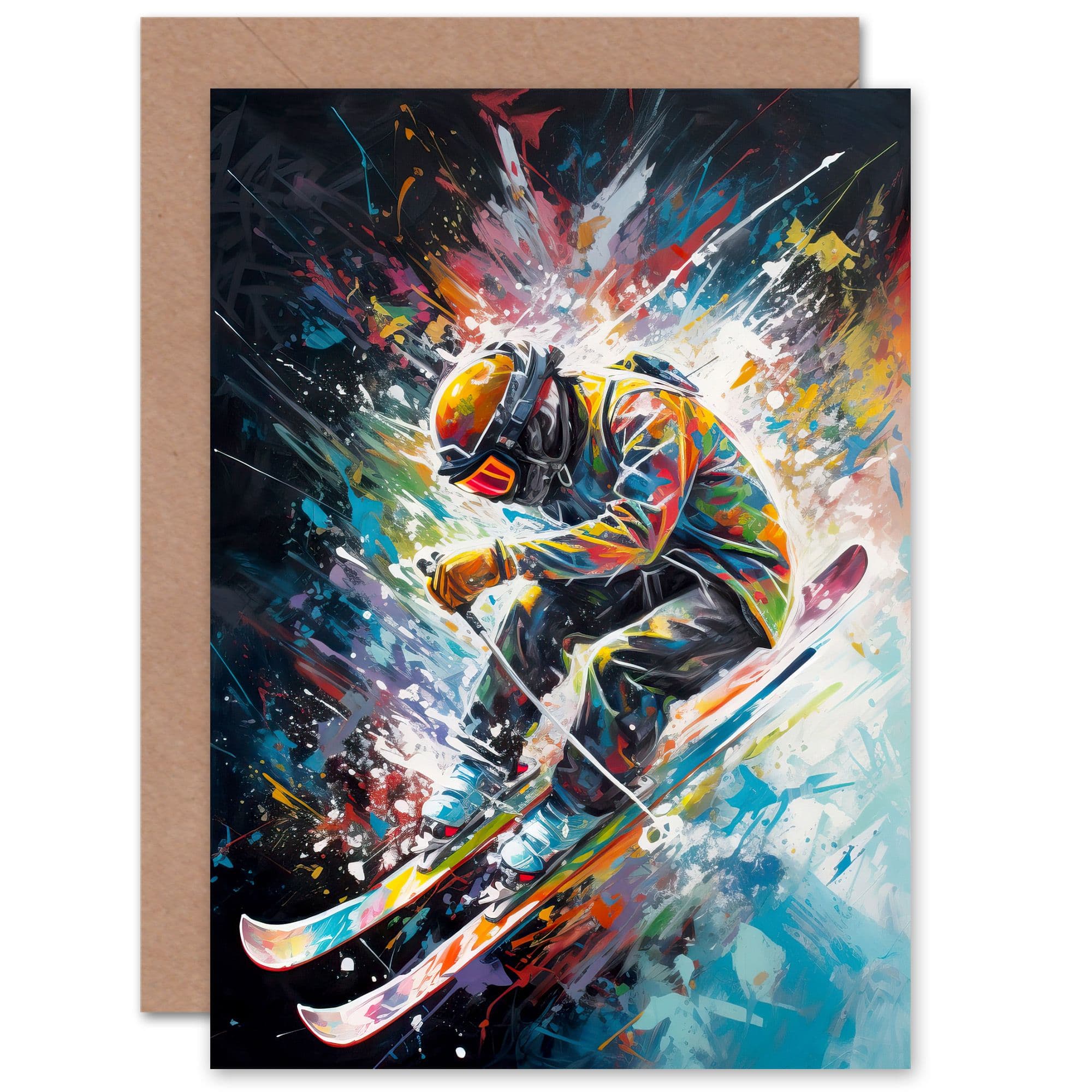 Skier Skiing Winter Sport Him or Her Birthday Thank You Greeting Card