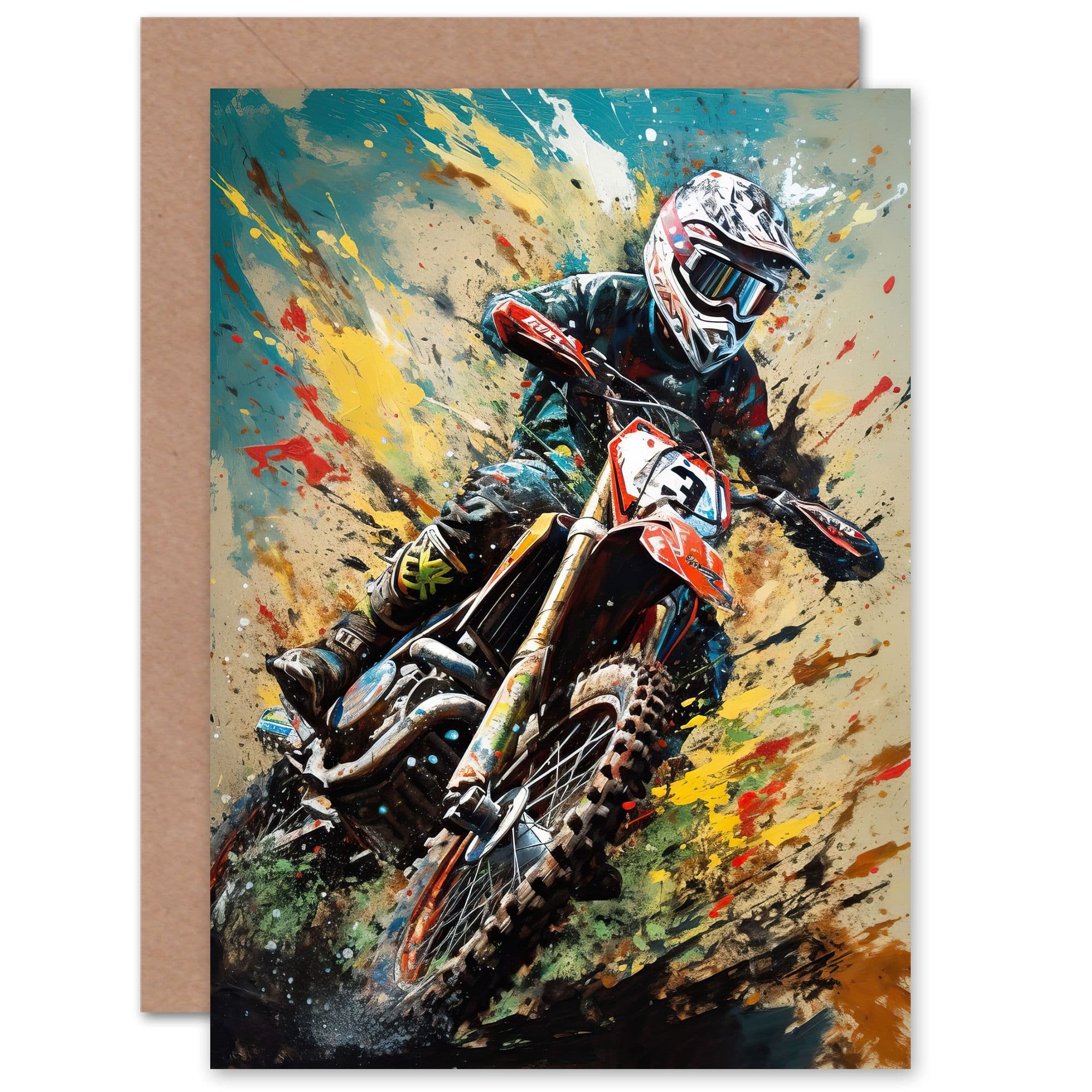 Motocross Fan Dirt Pit Bike Race Sport Husband Him Greeting Card