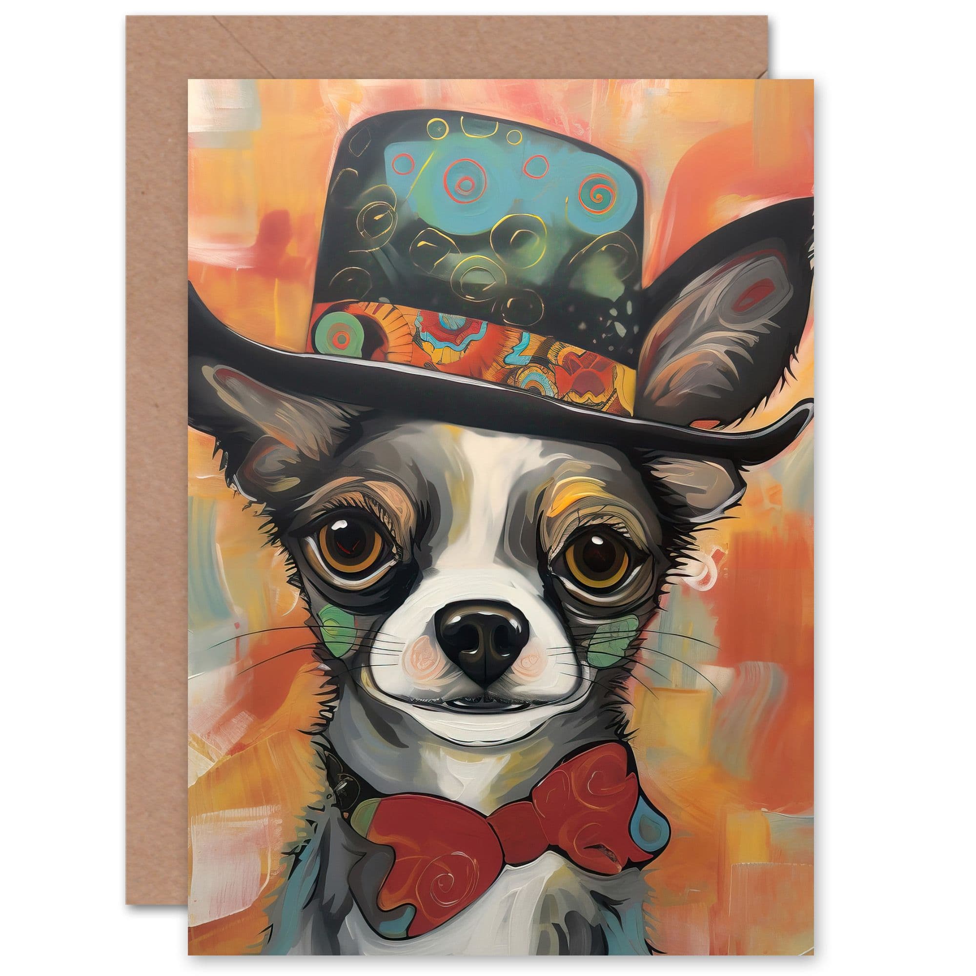 Chihuahua Dog Lover Top Hat and Bow Tie for Her Birthday Greeting Card